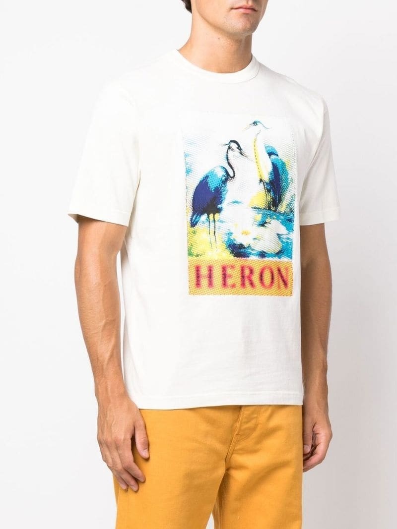 Heron-print cotton T-shirt - 6