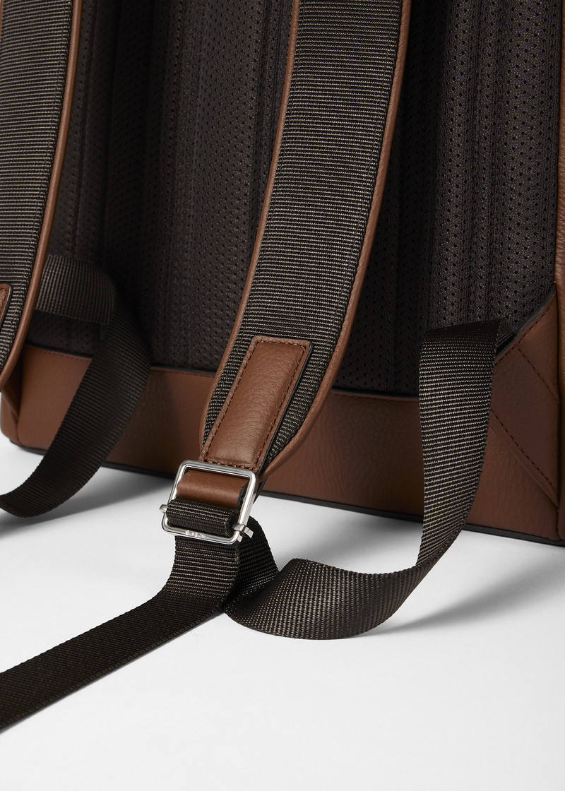 Brown Leather Flap Backpack 4