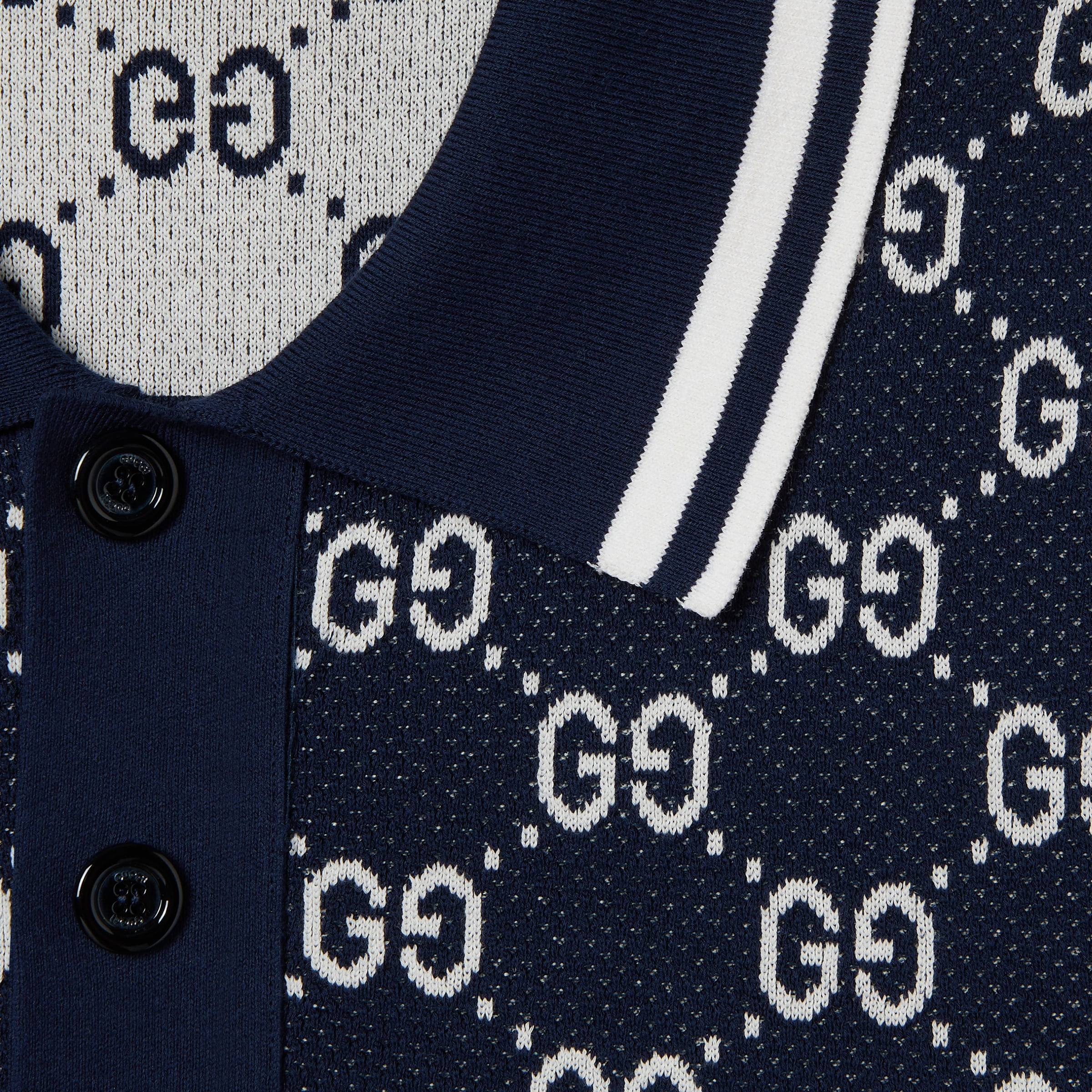 GG cotton knit jacquard polo shirt - 7