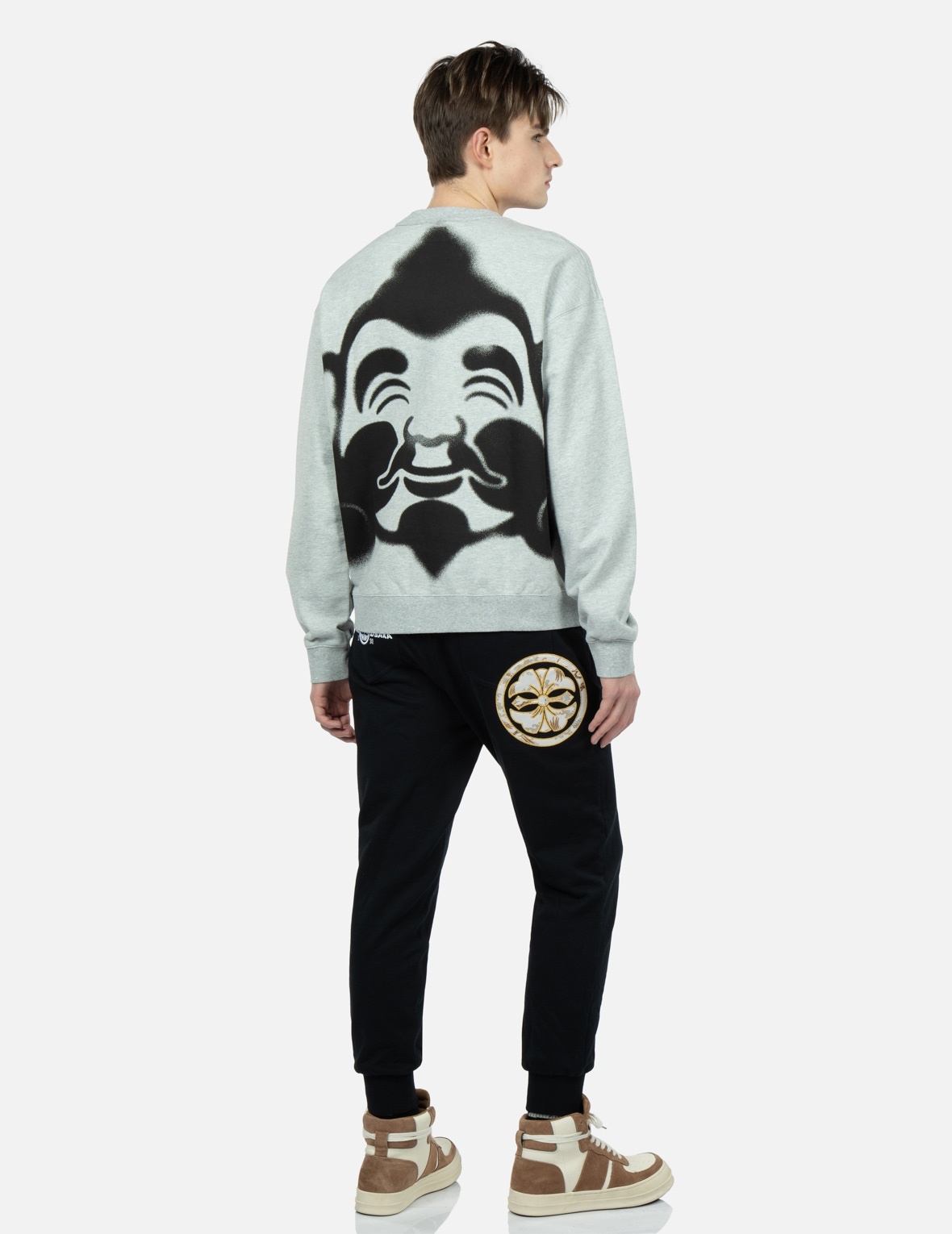SPRAY-EFFECT GODHEAD PRINT SWEATSHIRT WITH SEAGULL EMBROIDERY - 3