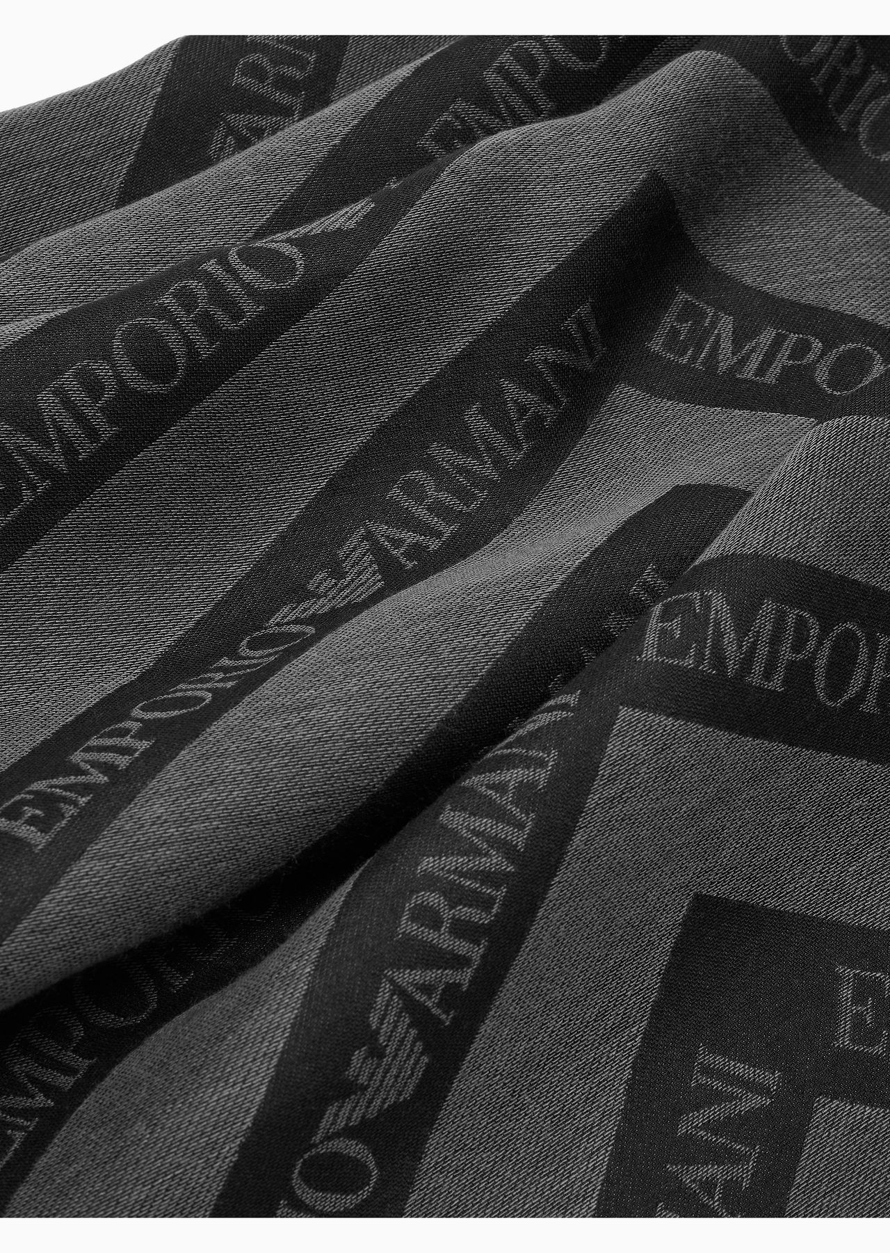 EMPORIO ARMANI Jacquard modal-blend stole with diagonal logo EMPORIO ARMANI Jacquard modal-blend stole with diagonal logo