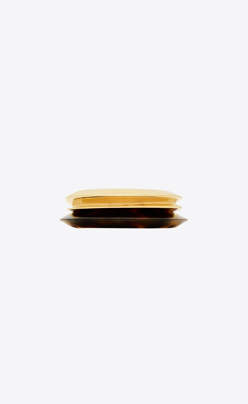 SAINT LAURENT tortoiseshell duet cuff in resin and metal outlook