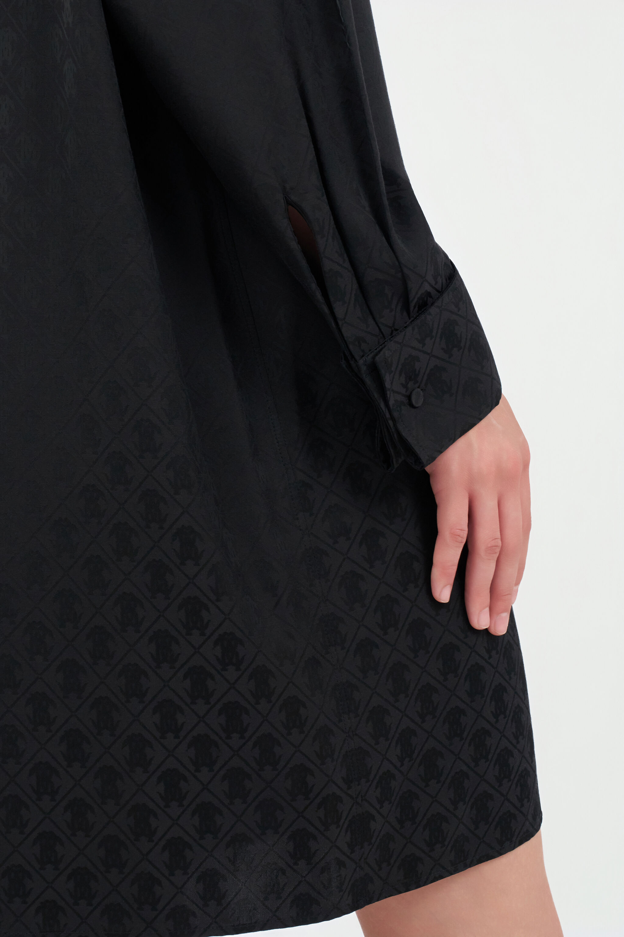 Silk Mini Shirt Dress with Monogram RC - 7