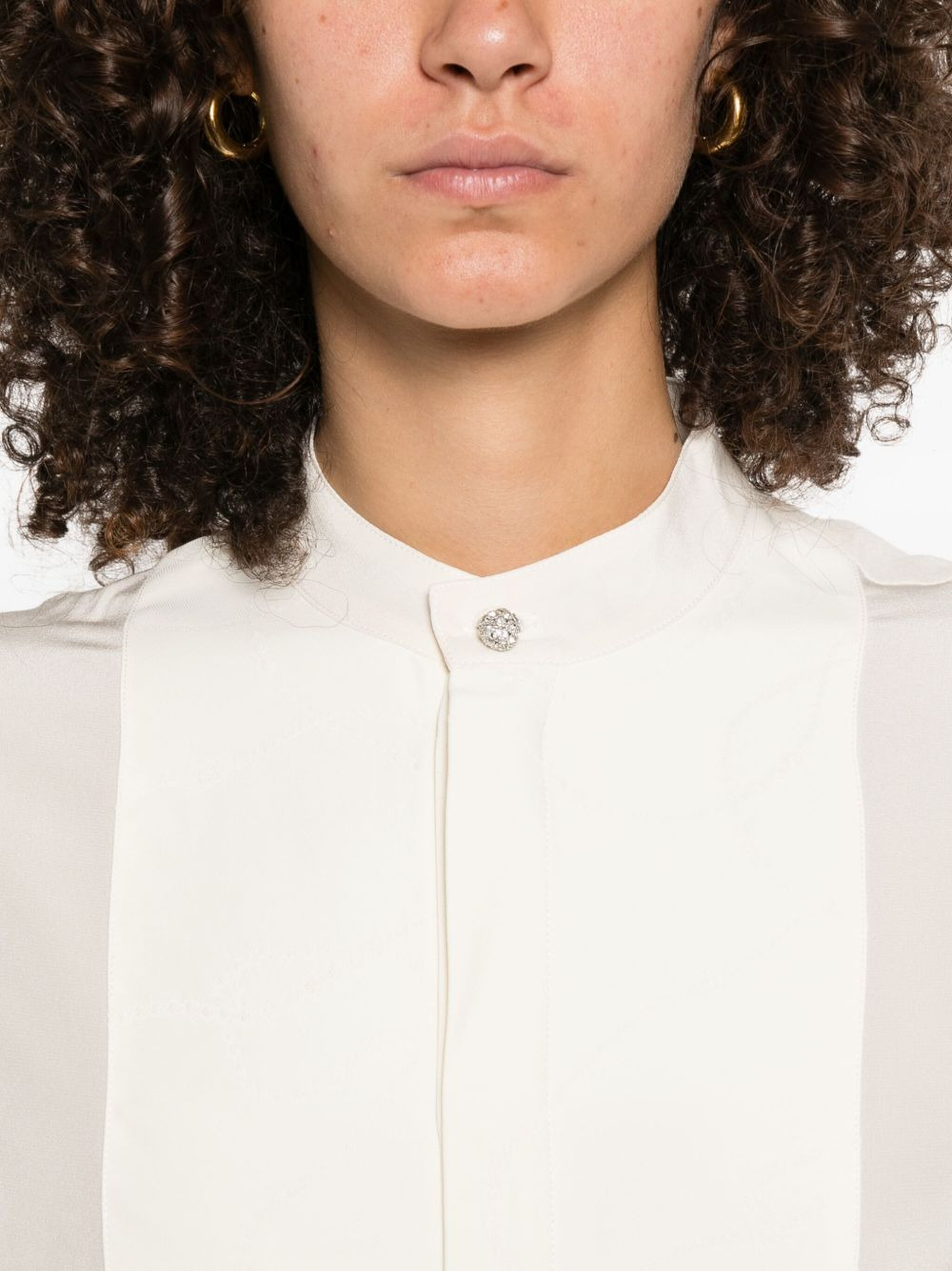 panelled  silk blouse - 5