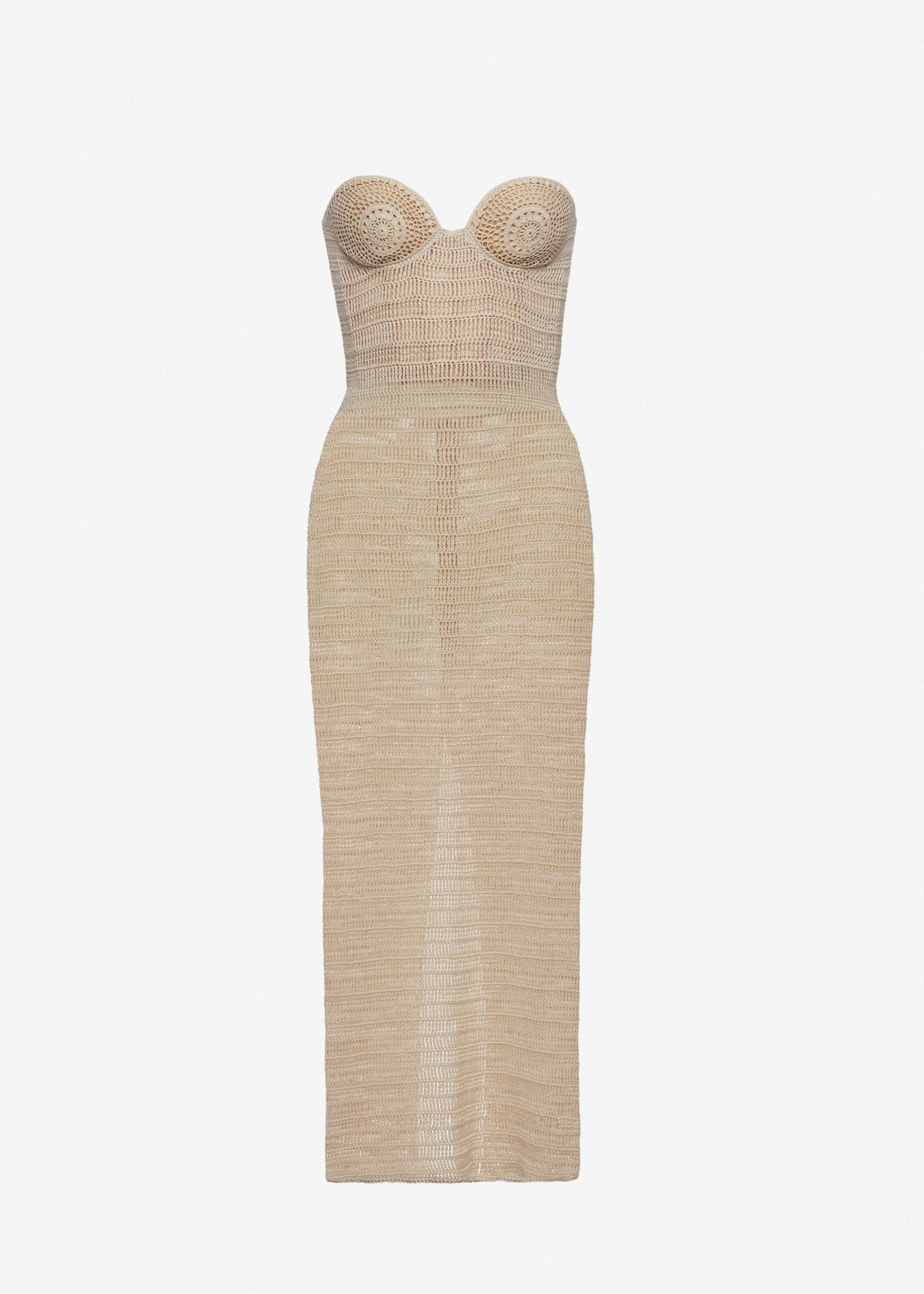 Corset crochet maxi dress in cream - 1