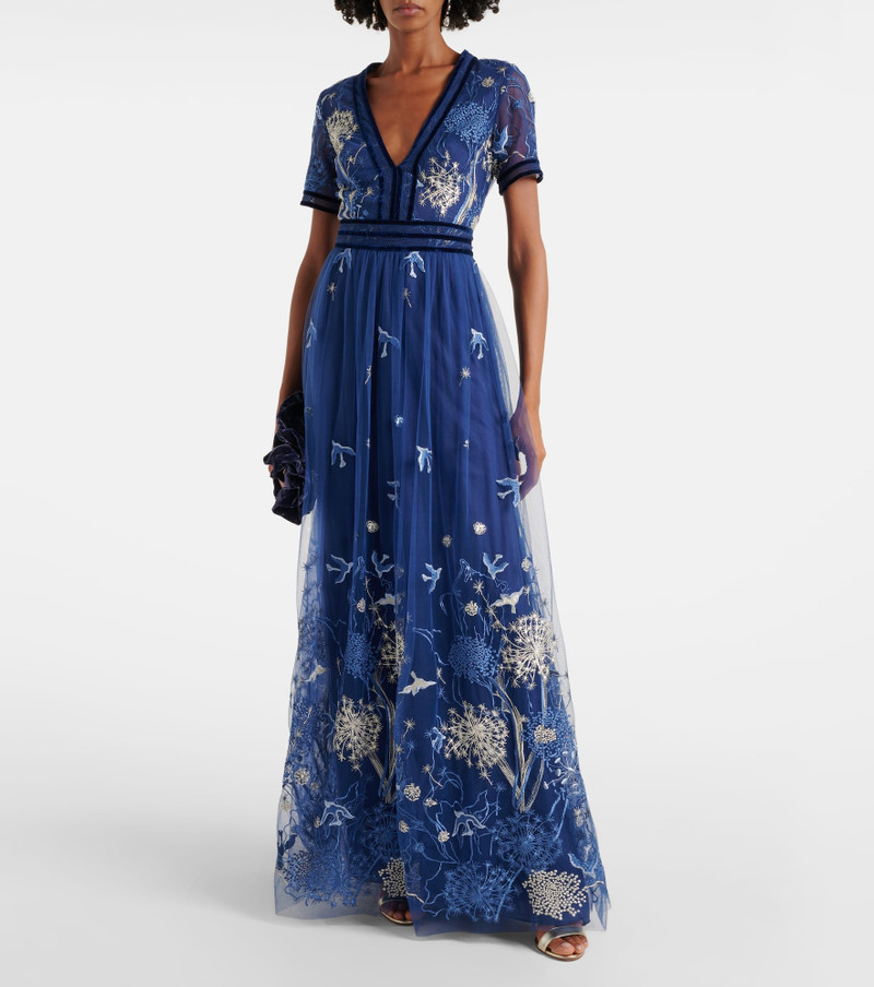 COSTARELLOS Floral embroidered gown outlook