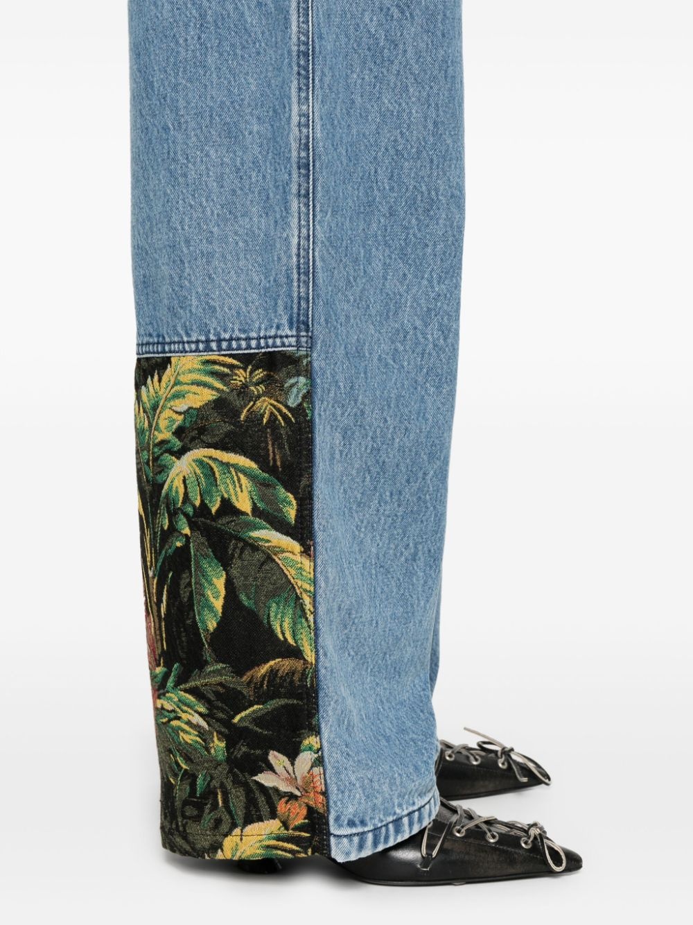 embroidery-panel baggy jeans - 5