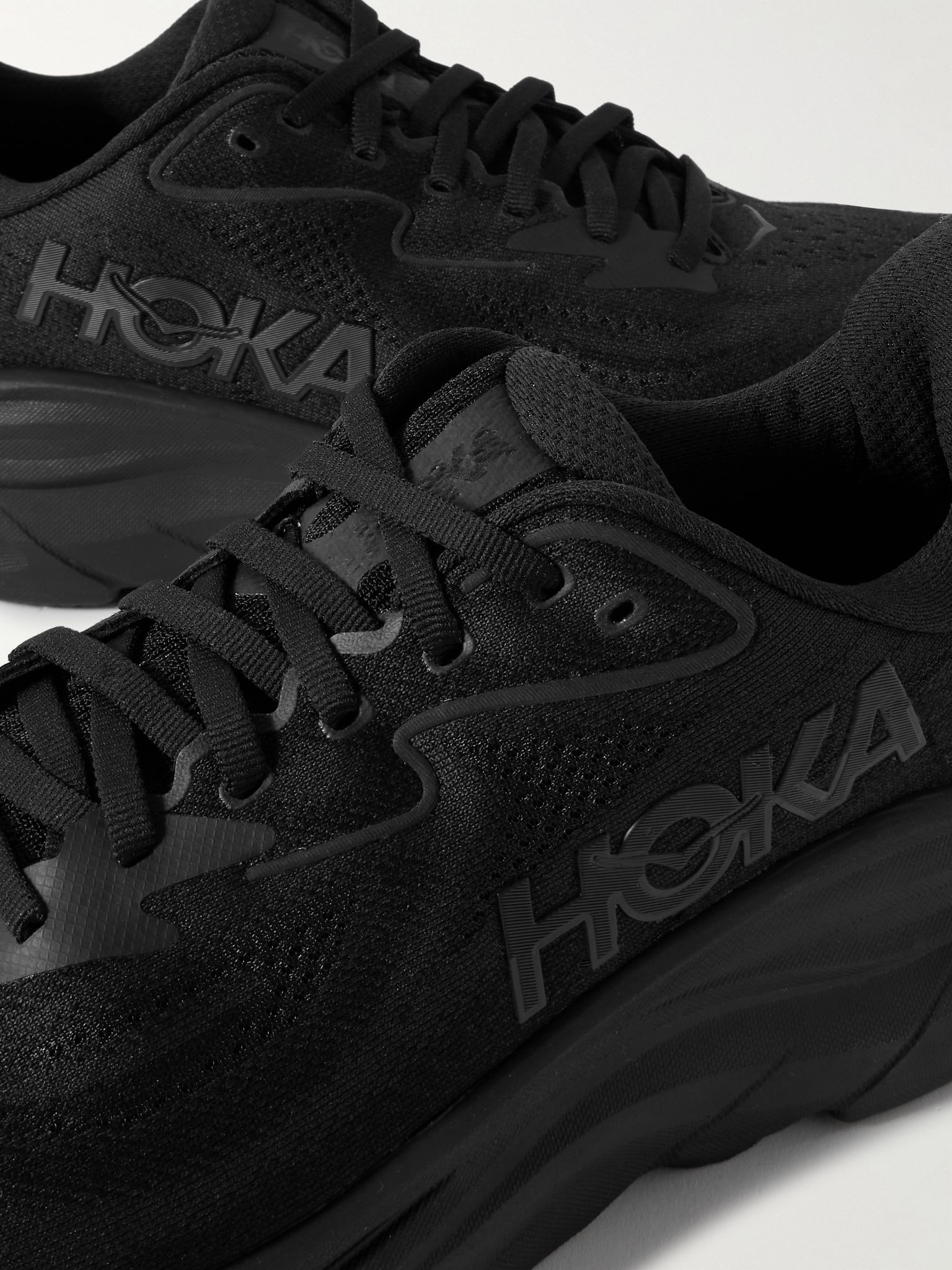 Clifton 10 Rubber-Trimmed Jacquard Running Sneakers Black - 5