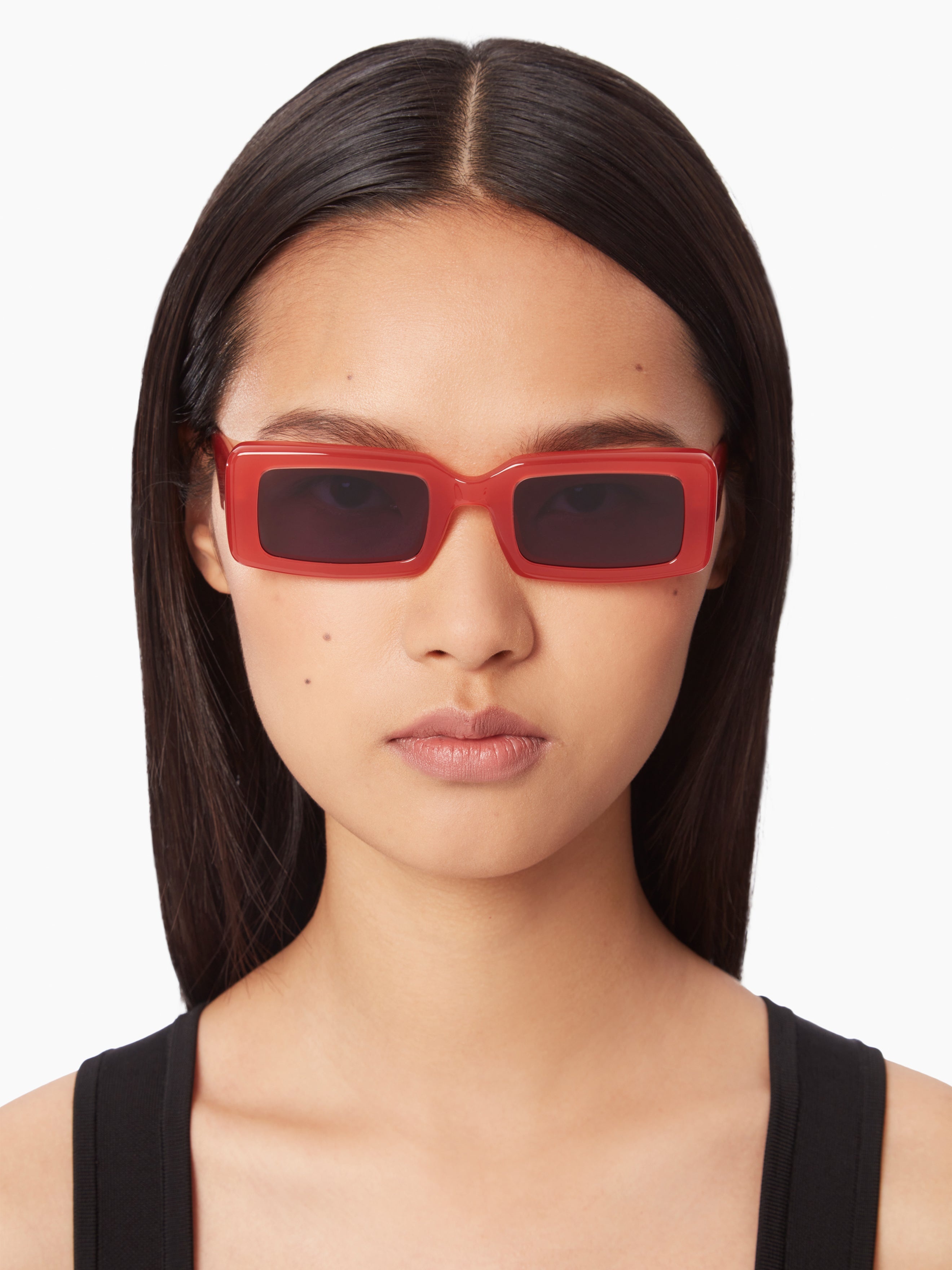 Waves rectangular shiny red Sunglasses - 3