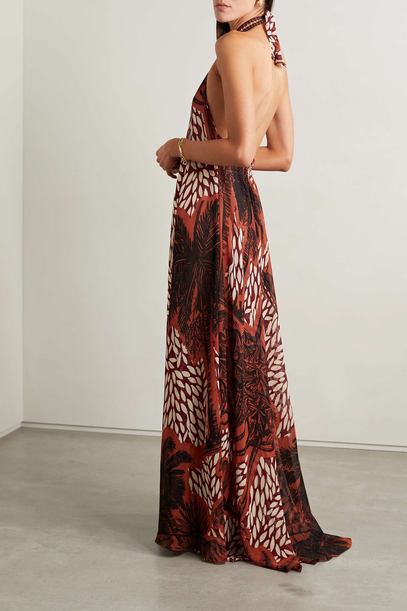 Victoria Falls printed recycled crepe de chine halterneck maxi dress - 3