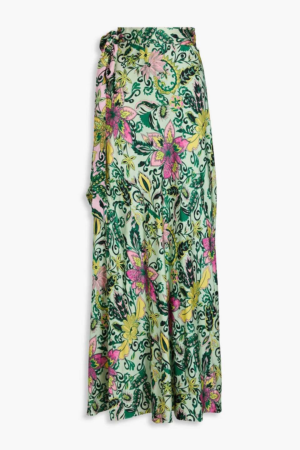 Krisa reversible floral-print crepe de chine maxi wrap skirt - 1