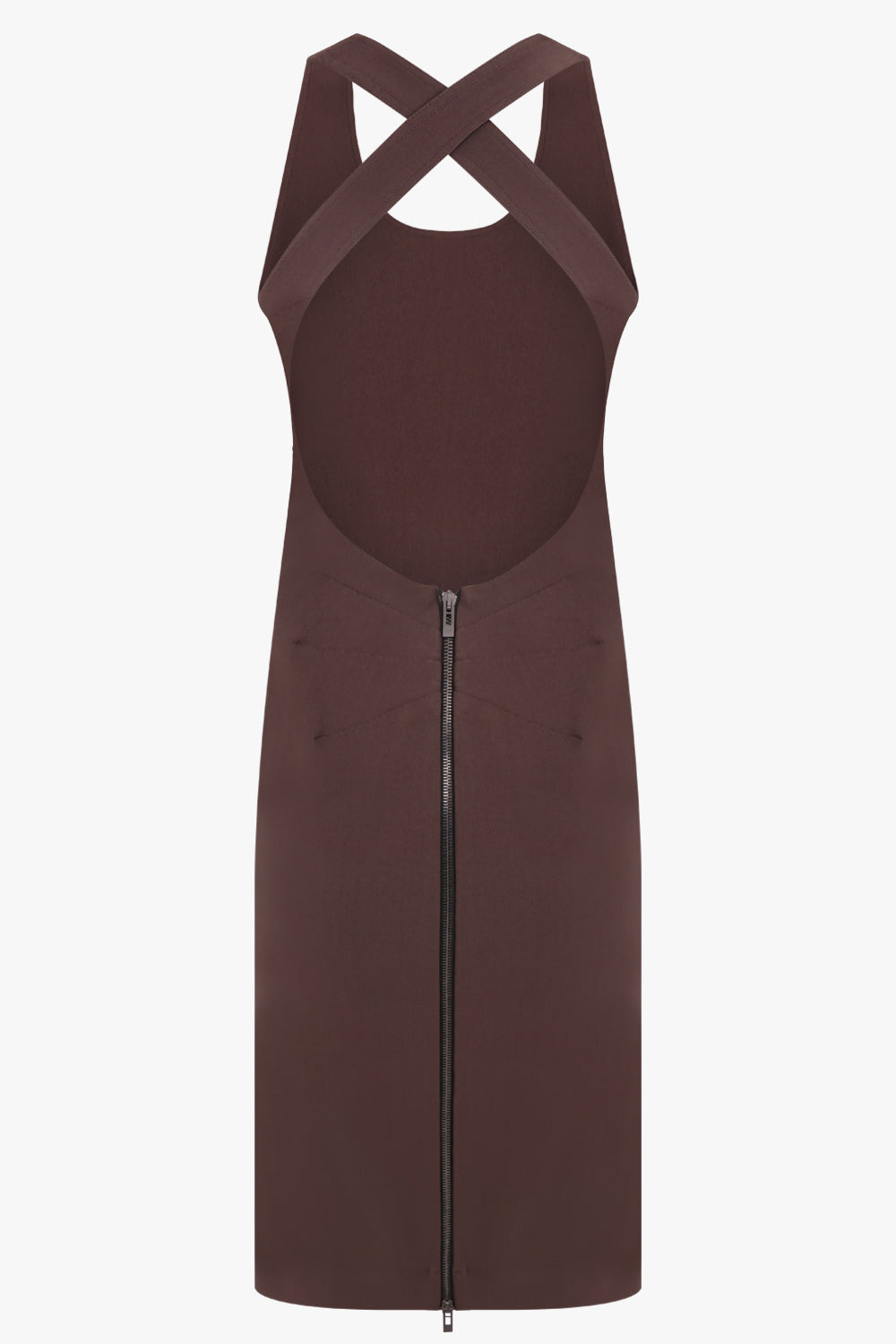 CROSS BACK S/LESS MIDI DRESS | BROWN - 4