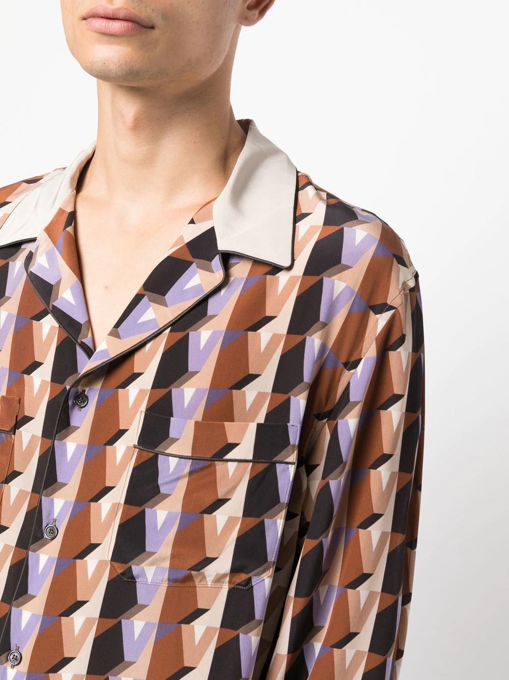 graphic-print silk shirt - 5