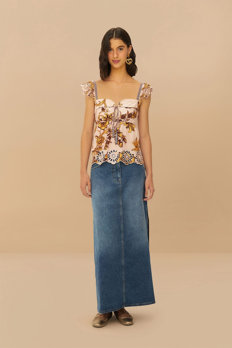 Denim Side Slit Maxi Skirt 1