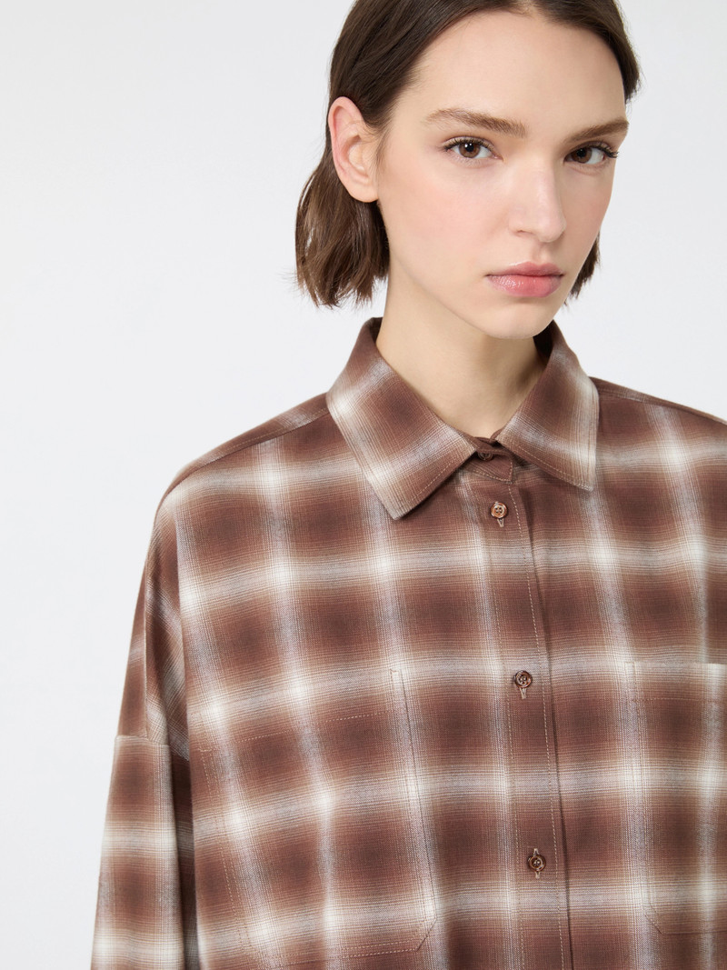WKSFIORITO Check design cotton flannel shirt - BROWN 6