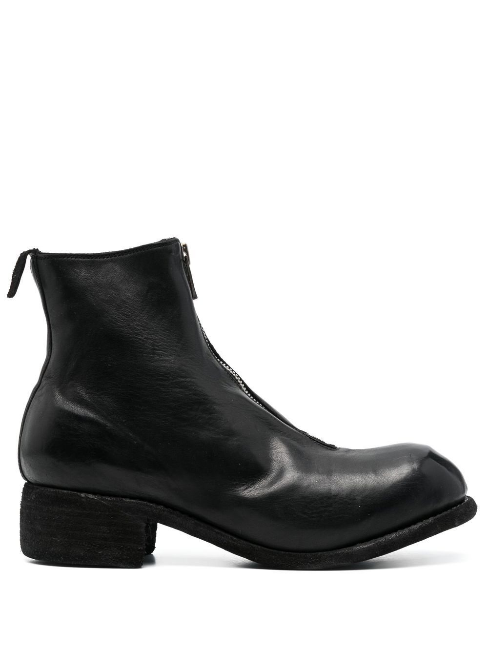 front-zip leather boots - 1