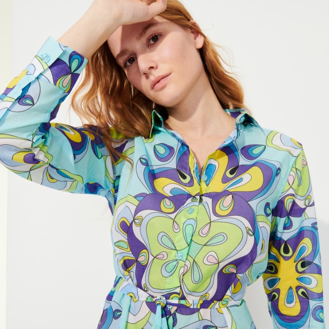 Women Cotton Shirt Dress Kaleidoscope - 5