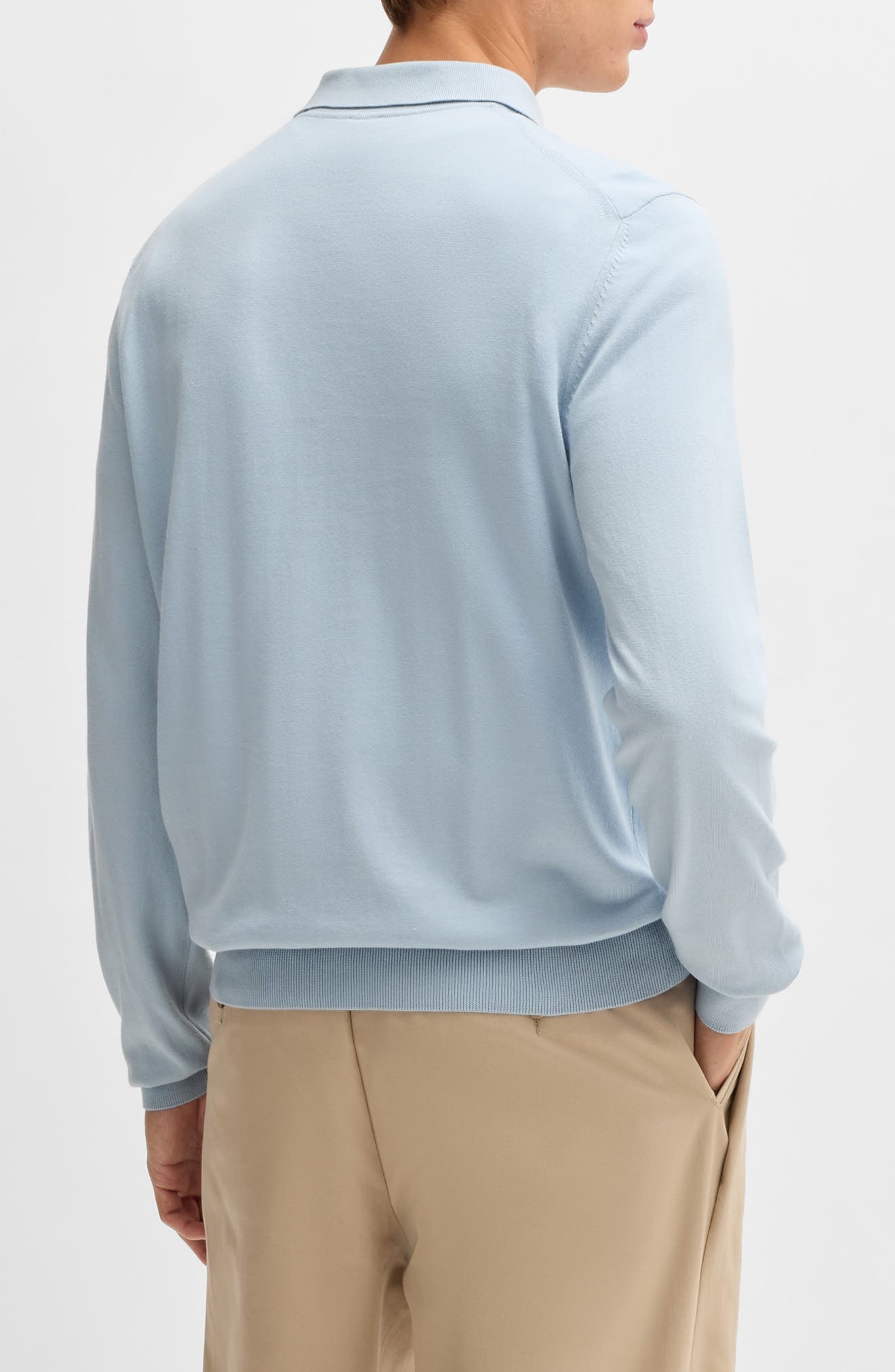 BOSS Gemello Cotton Polo Sweater in Light Blue at Nordstrom - 2