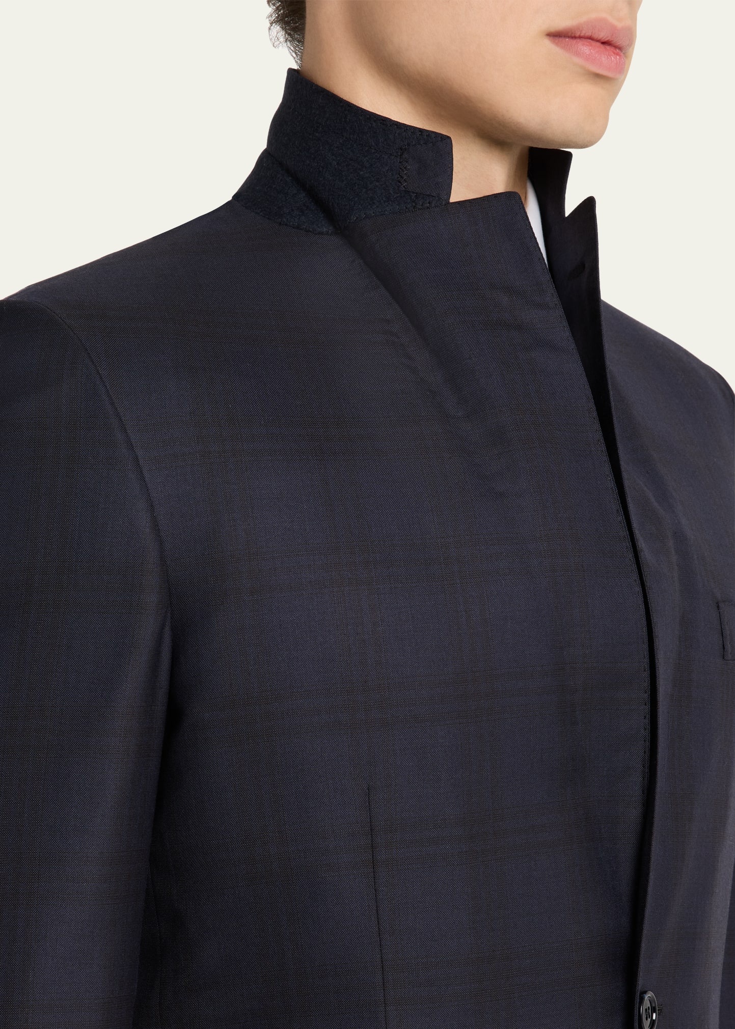 Men's Wool and Silk Tonal Plaid Two-Piece Suit - 8
