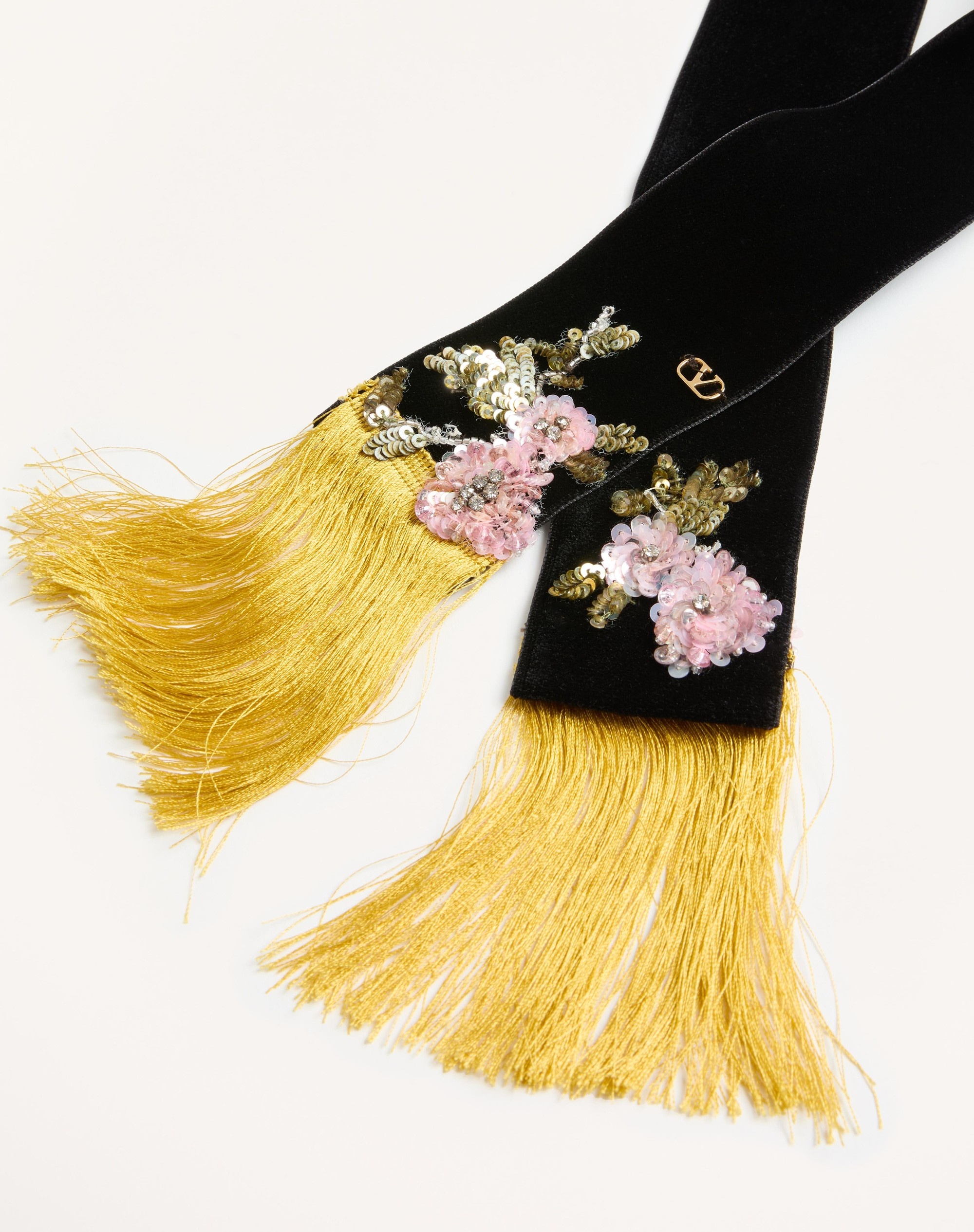 VALENTINO VELVET SCARF WITH EMBROIDERY - 2
