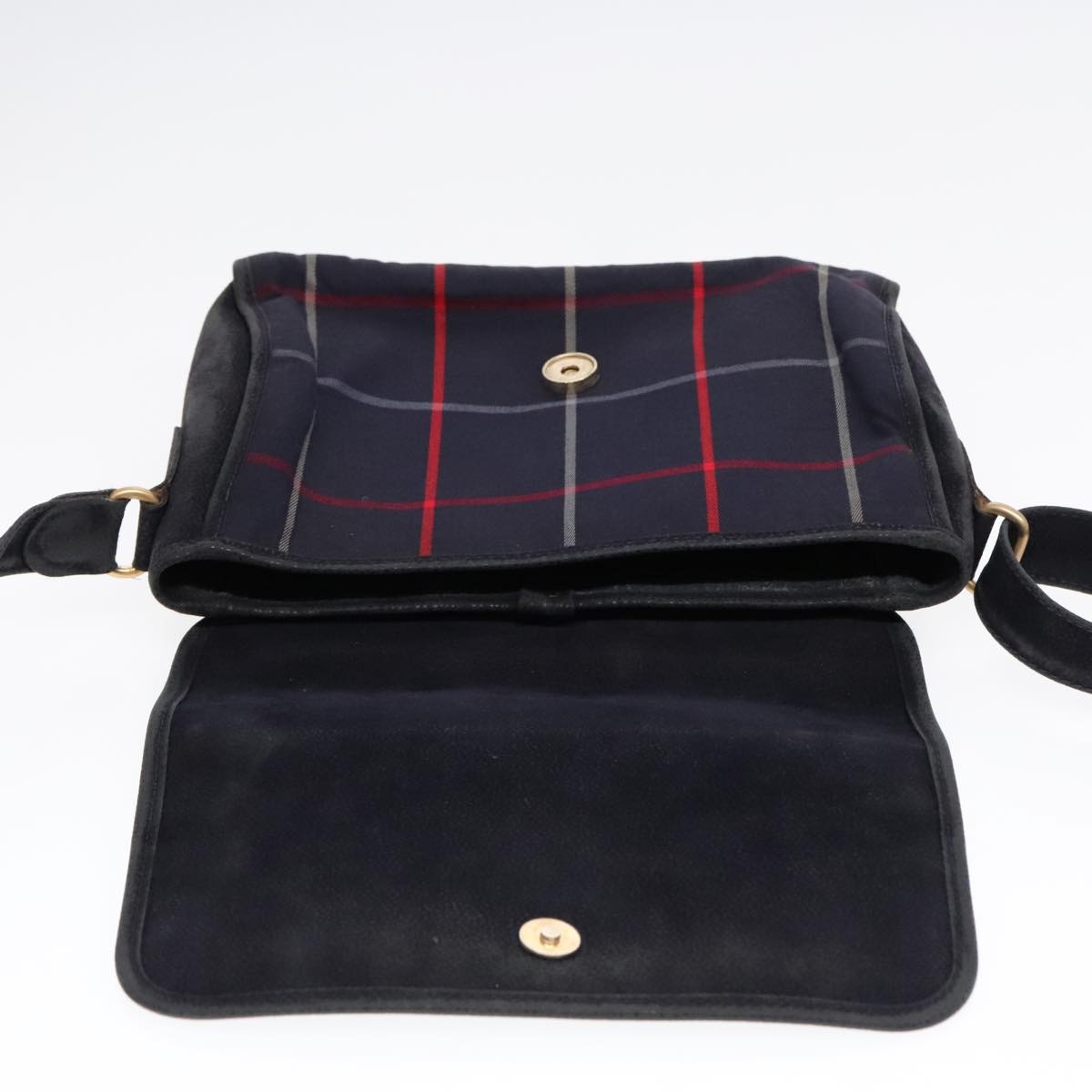 Burberry Nova Check Shoulder Bag Canvas Navy Gold - 10