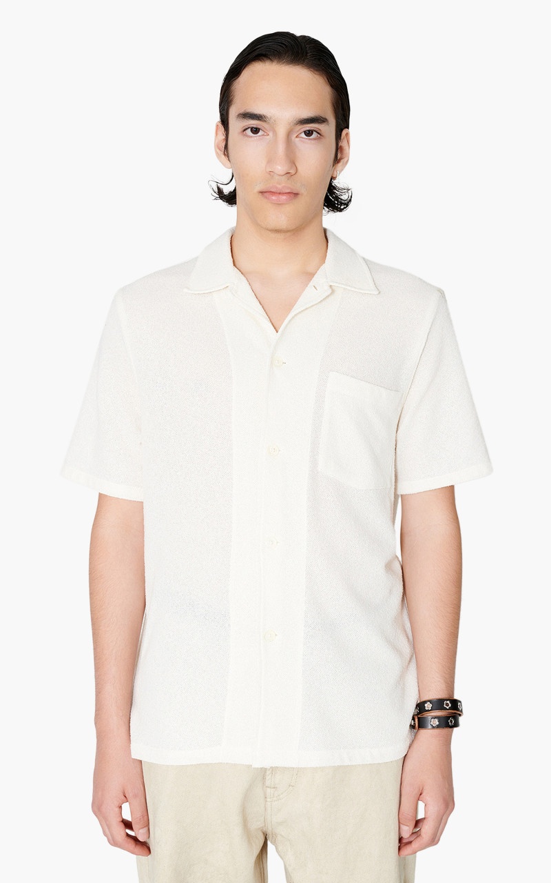 Our Legacy BOX SHIRT SHORT SLEEVE WHITE BOUCLE | cultizm | REVERSIBLE