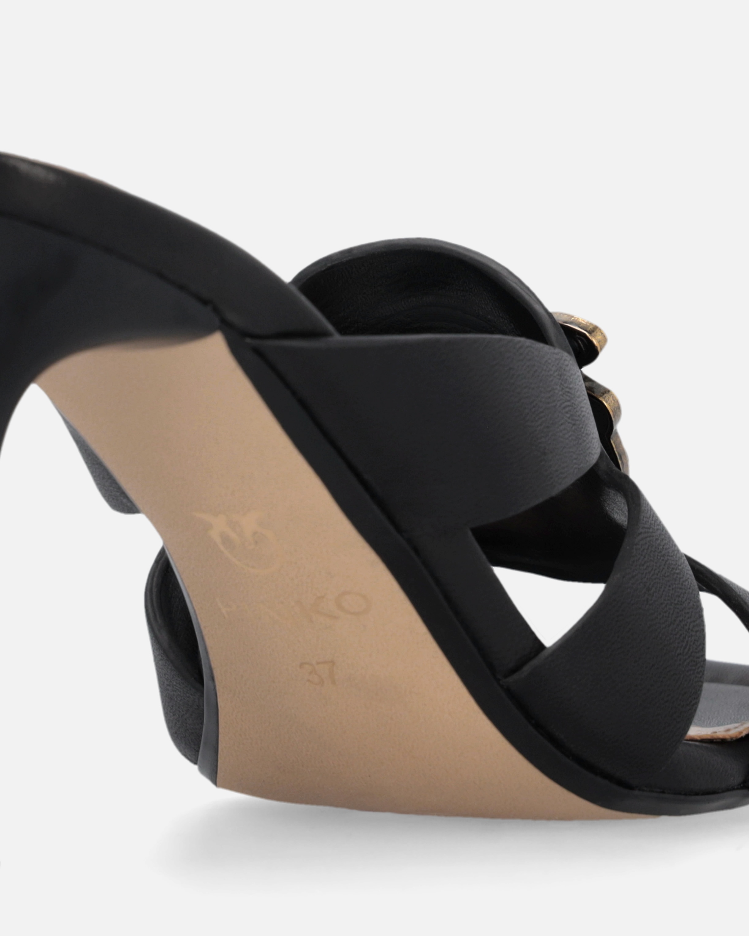 NAPPA LEATHER SANDALS WITH HEEL AND BIRD DETAIL - 7