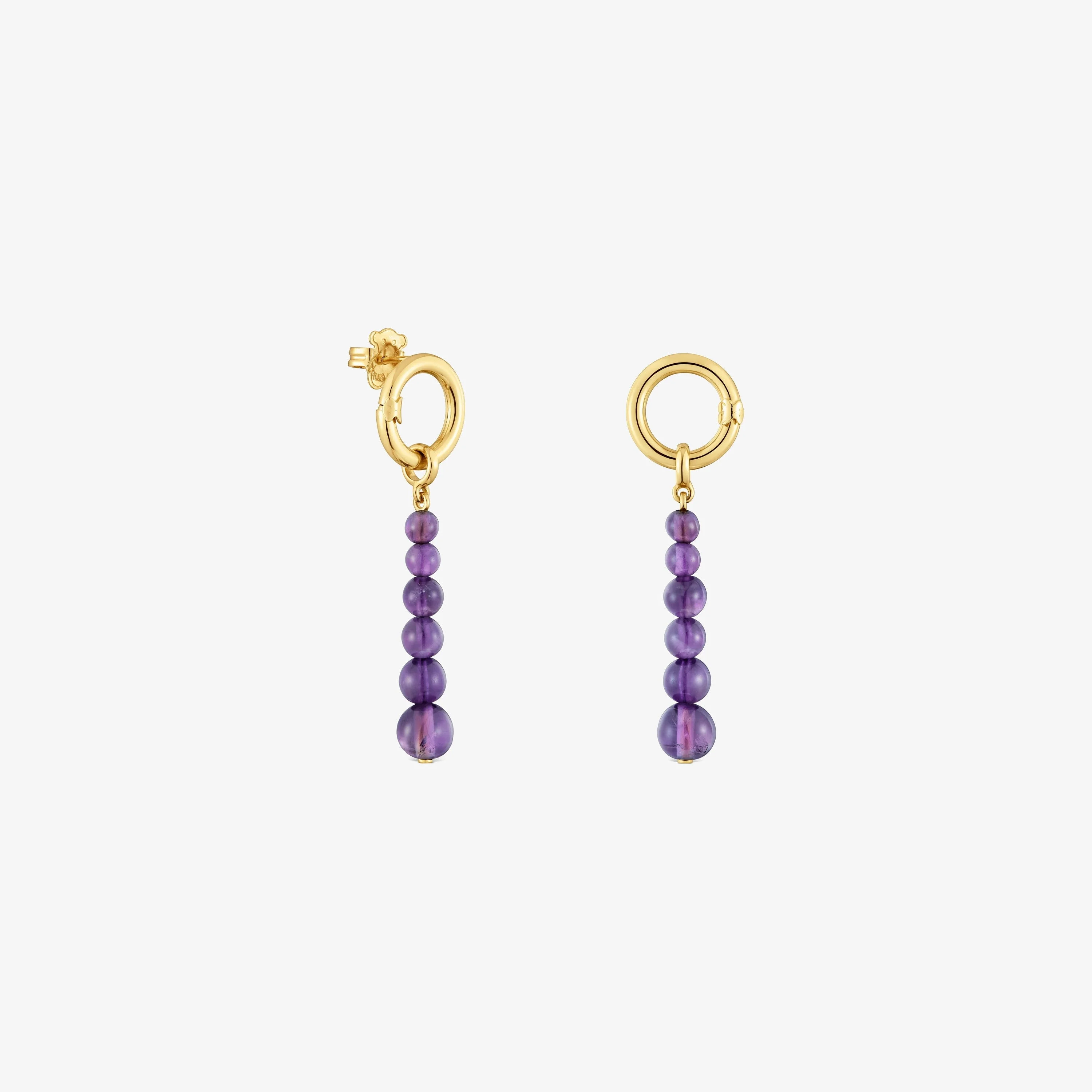 Long Earrings with 18K gold vermeil and amethyst Hold - 1