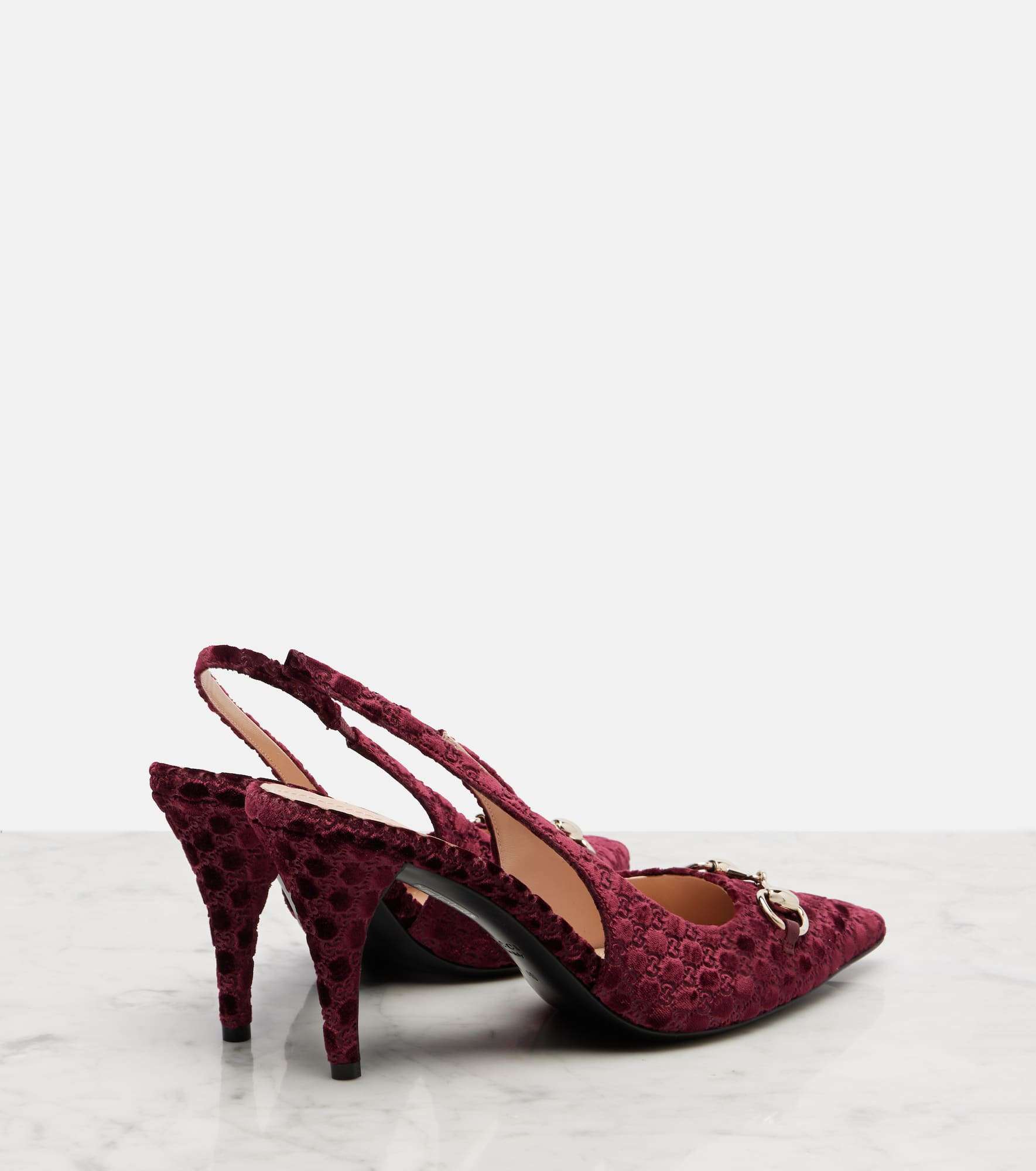 Horsebit GG velvet slingback pumps - 2