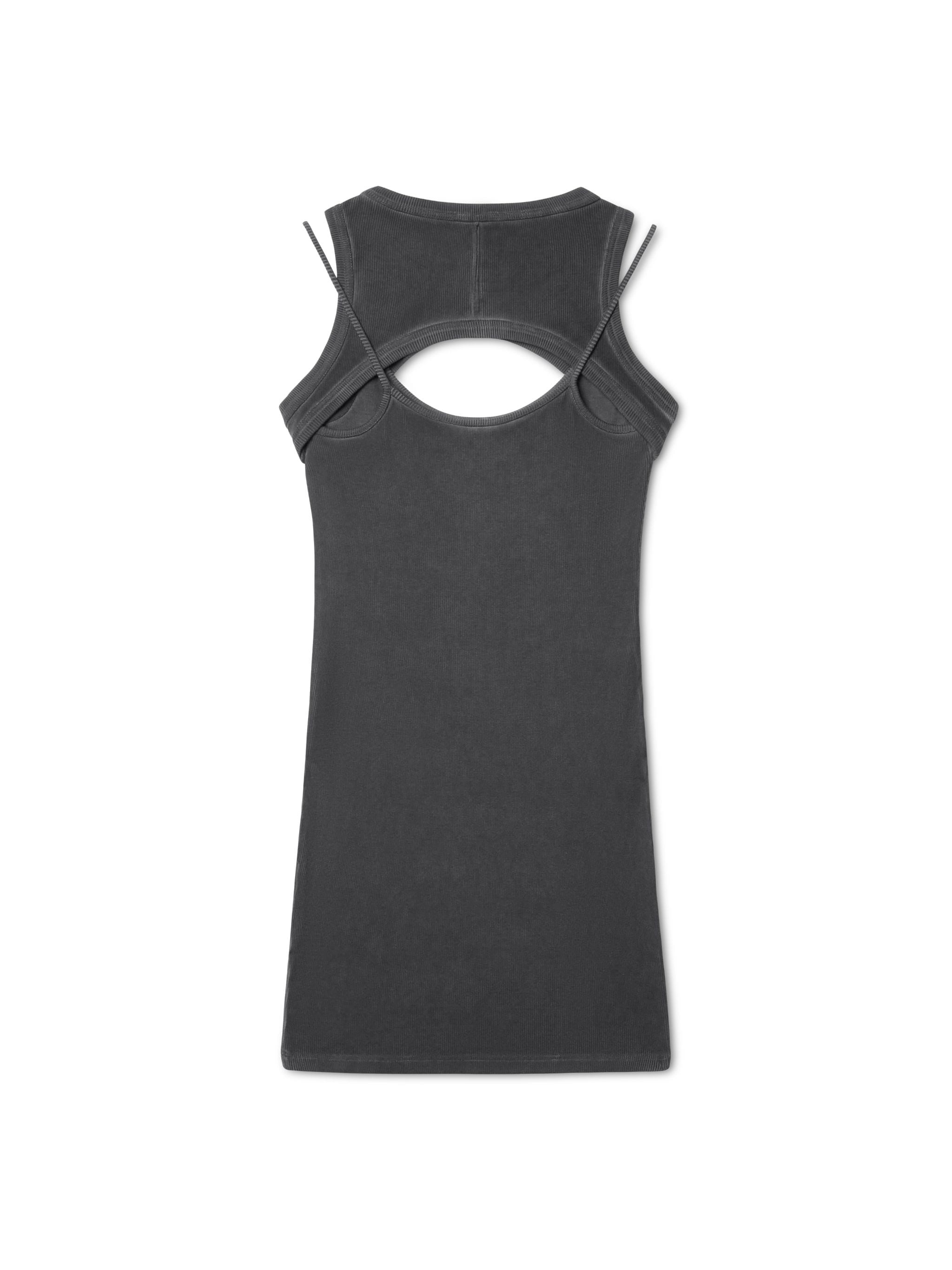 Grey Off Stamp Ribbed Cut Out Dress - 2