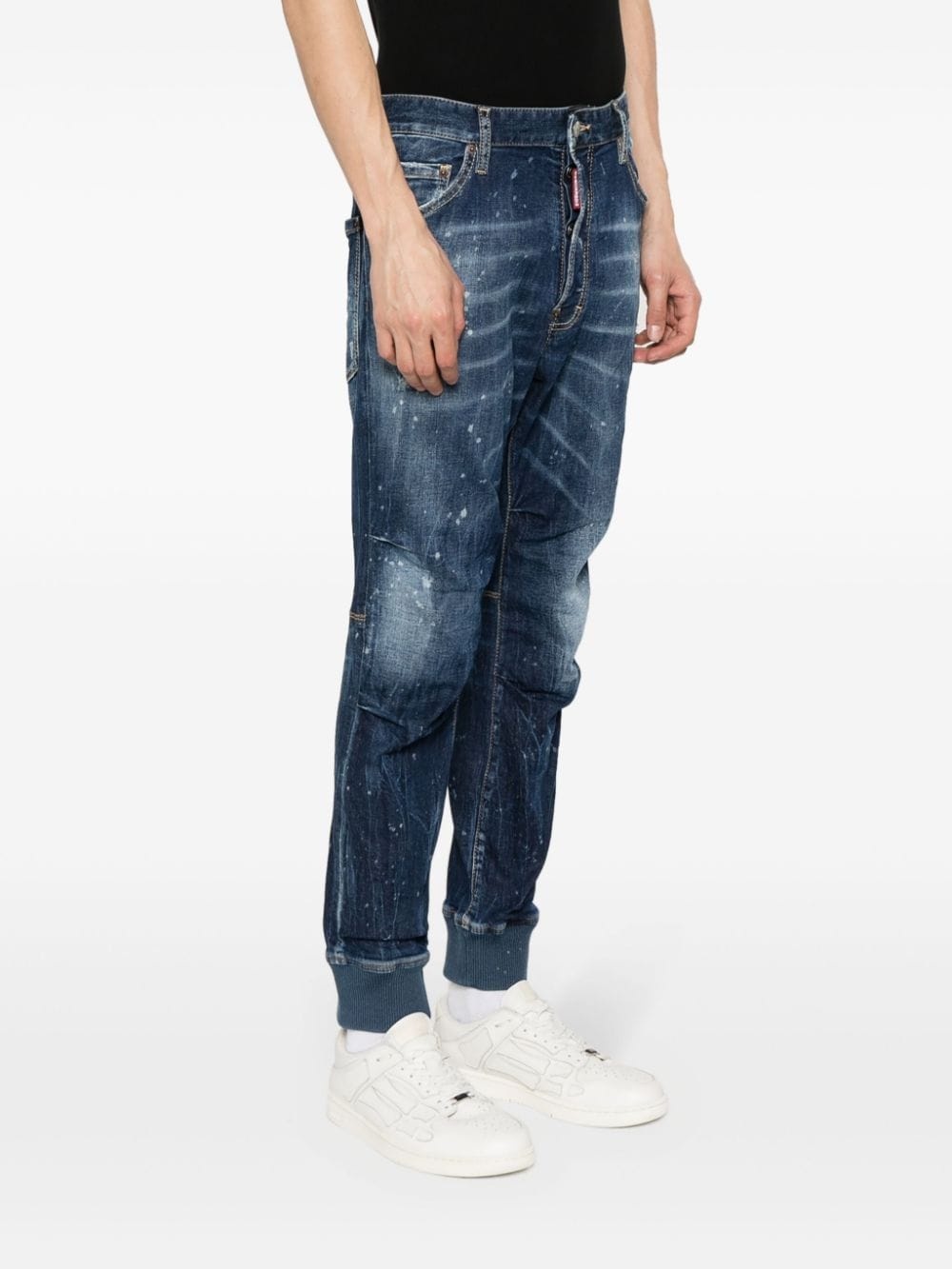 distressed slim-fit track jeans - 3