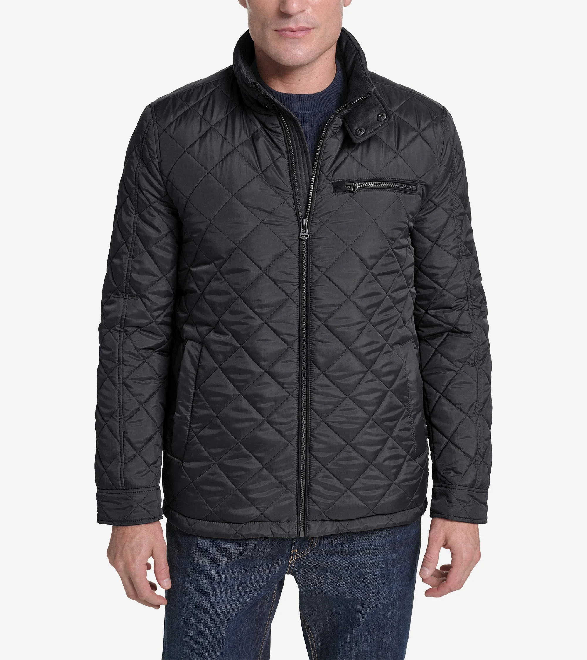 Men's Faux Suede Quilted Jacket - 1