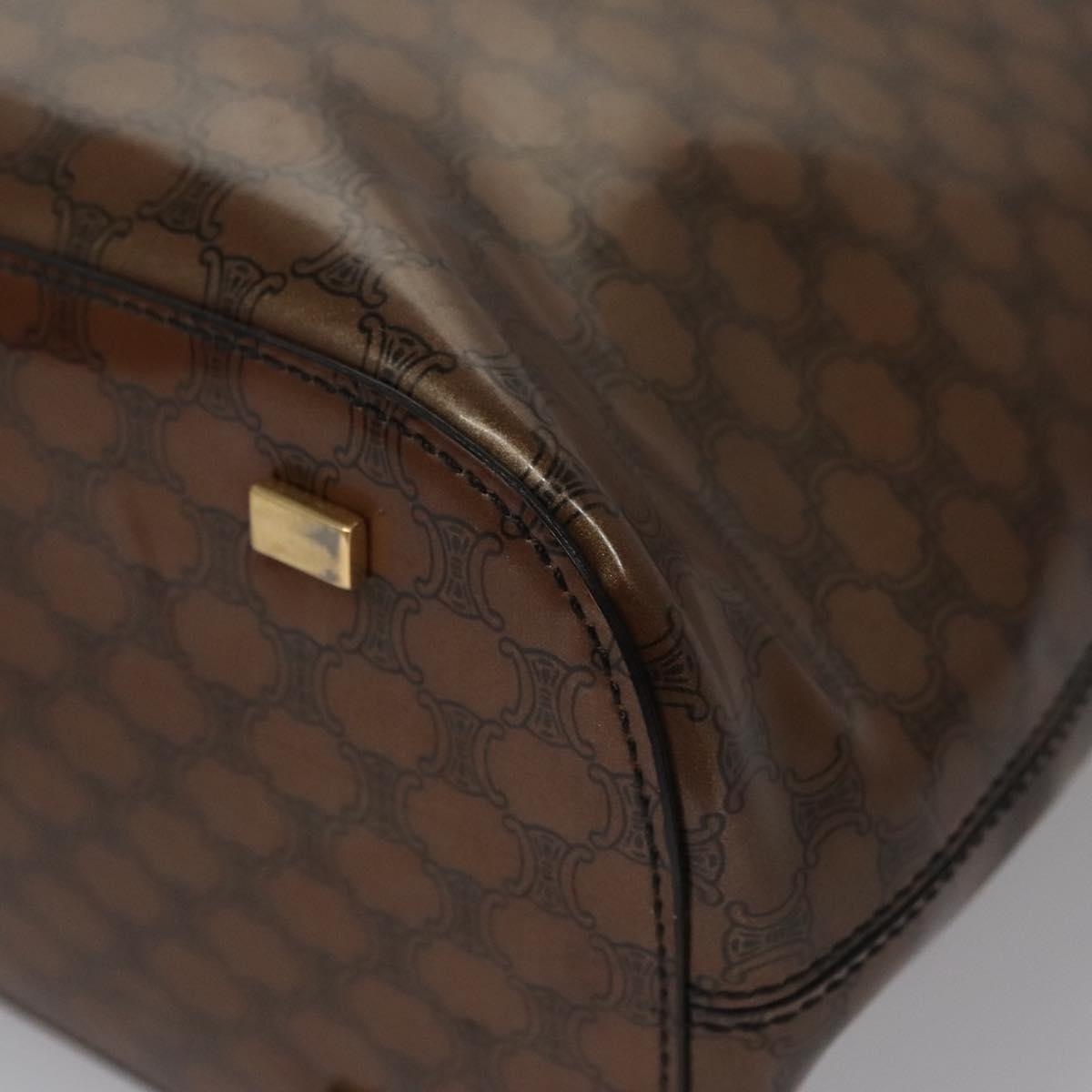 CELINE Macadam Canvas Hand Bag Pvc Brown Black Gold - 9