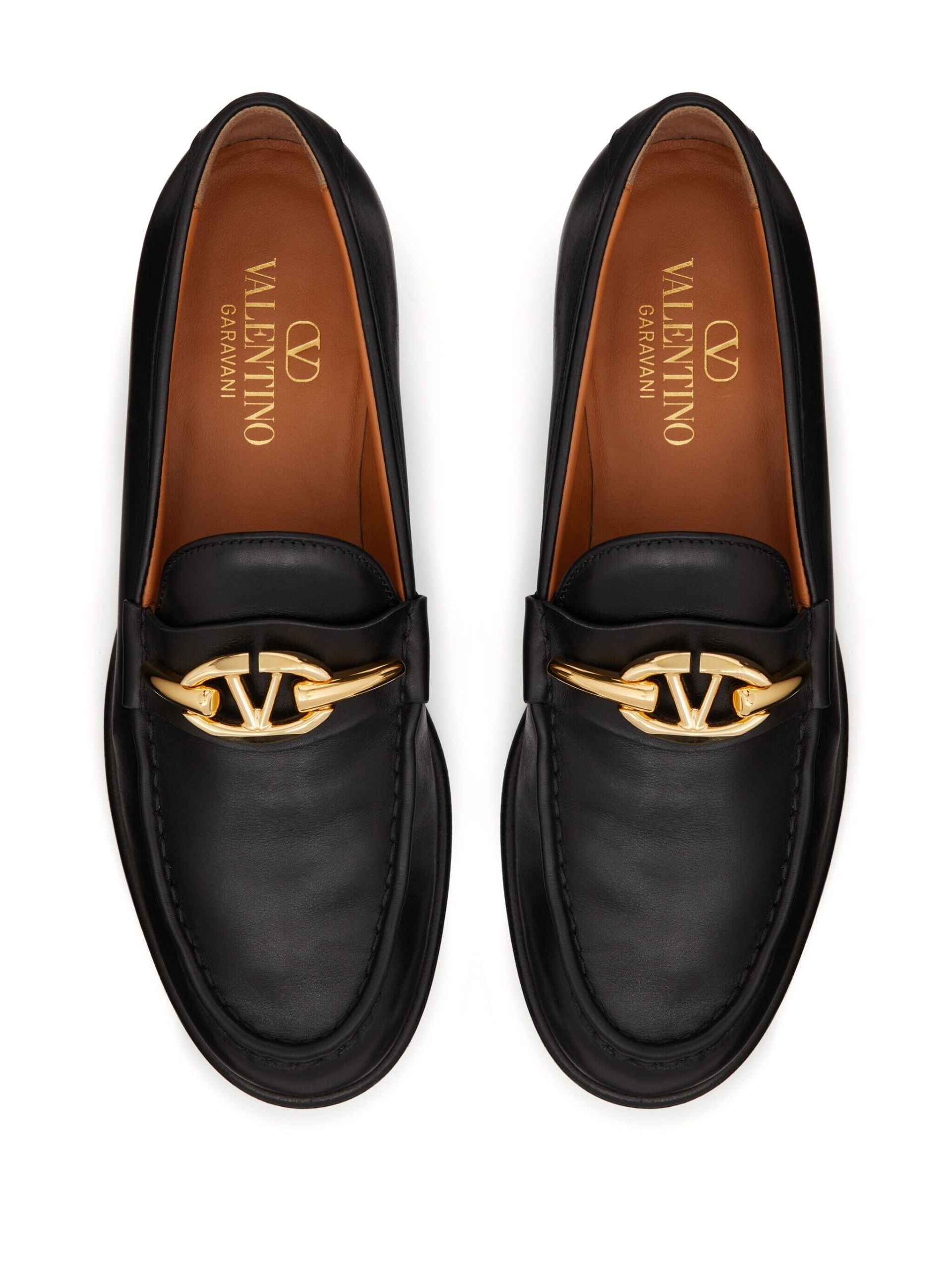 Black VLogo Signature Leather Loafers - 4