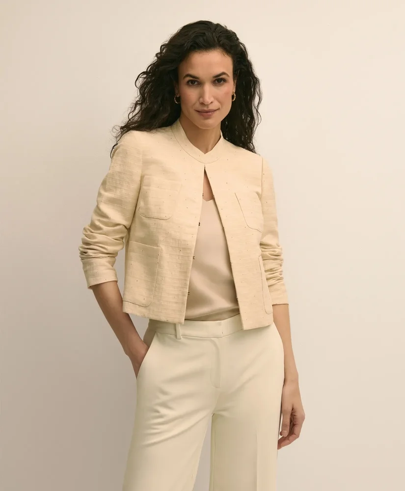 Linen-Cotton Blend Sequin Jacket - 1