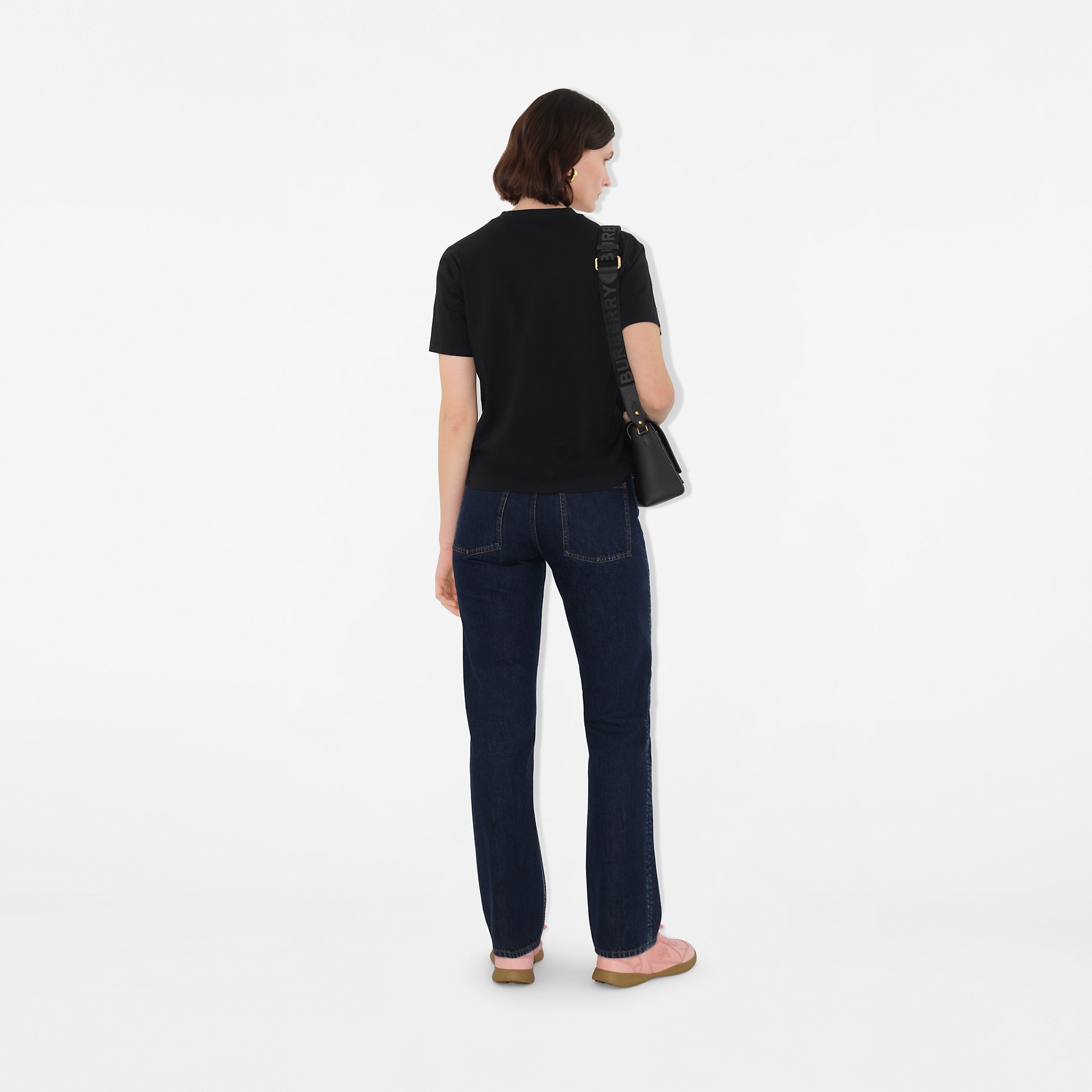 Check Trim Cotton T-shirt - 4