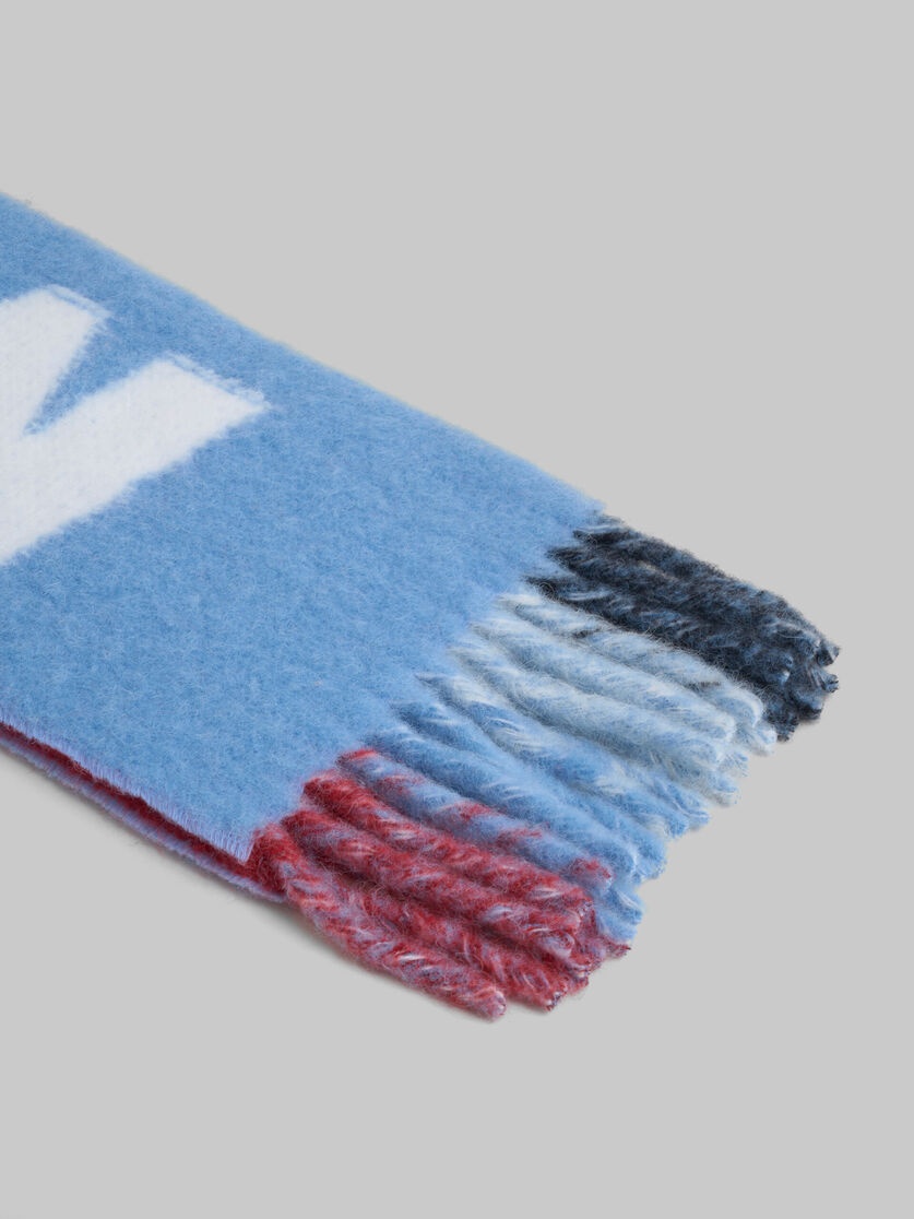 LIGHT BLUE MOHAIR AND WOOL SCARF WITH MAXI LOGO - 3