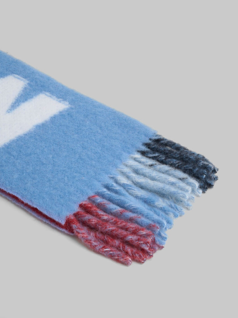 LIGHT BLUE MOHAIR AND WOOL SCARF WITH MAXI LOGO 3