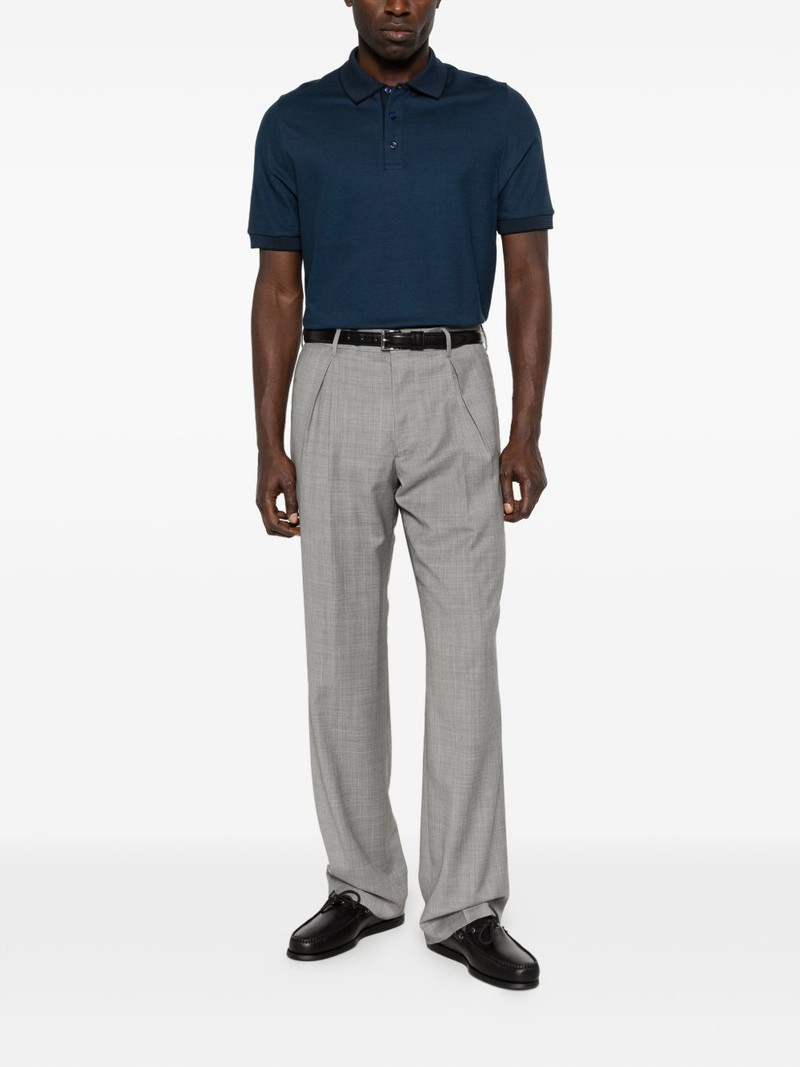 Canali ribbed trim polo shirt outlook