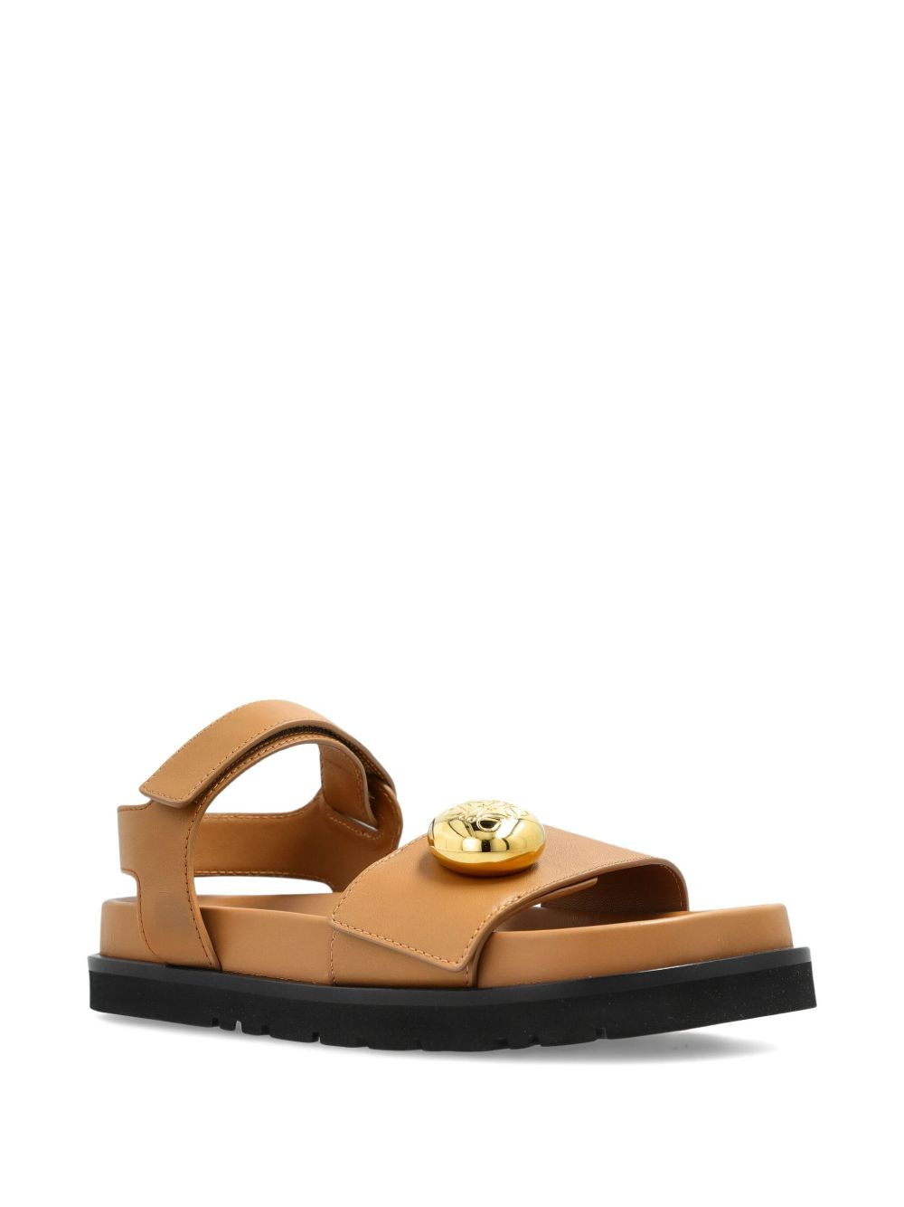 leather button-embellished sandals - 2