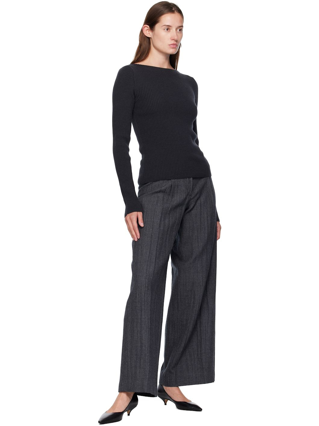 Black & Beige Strict Knit Sweater - 5
