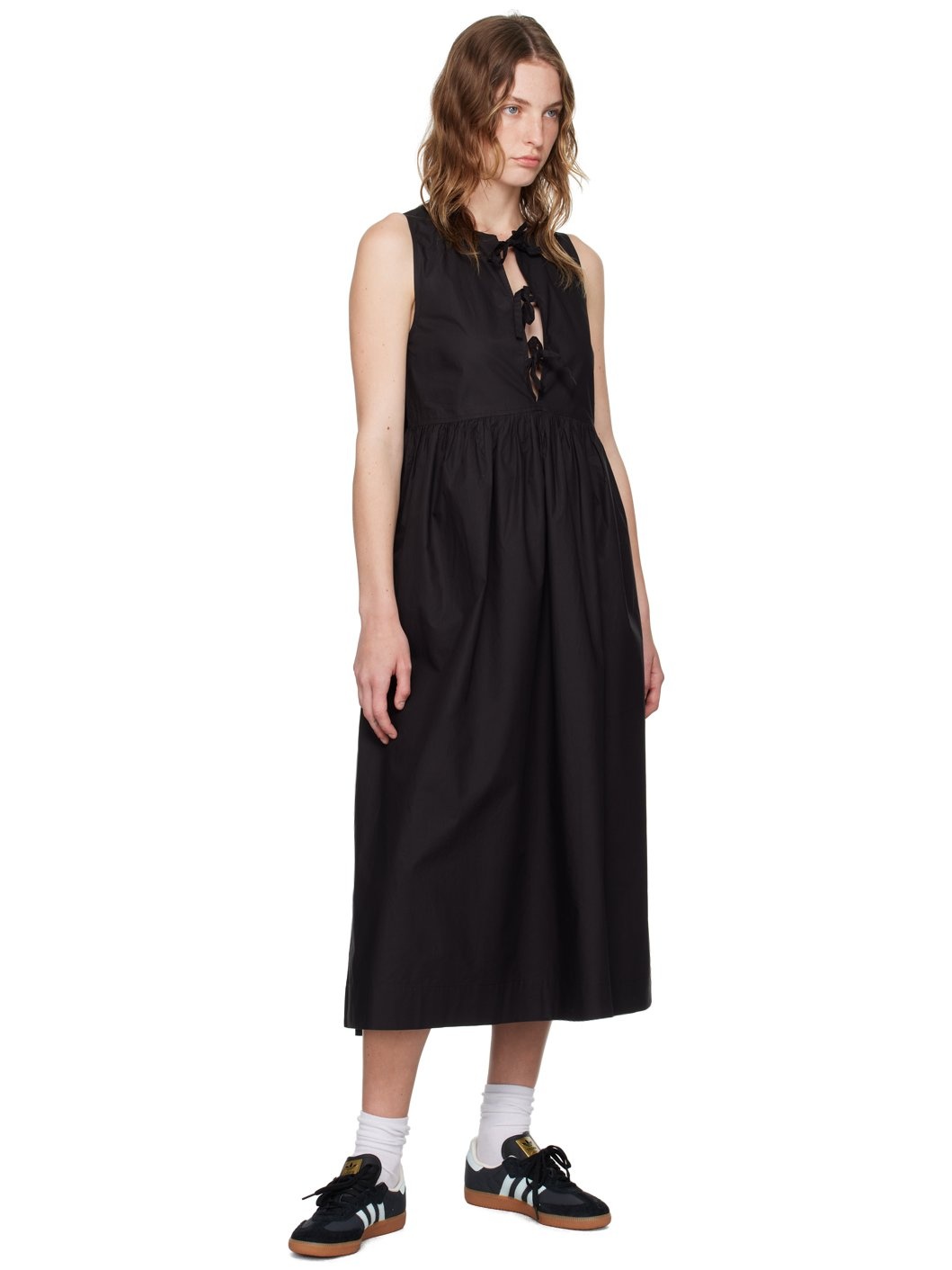 Black A-Line Midi Dress - 4