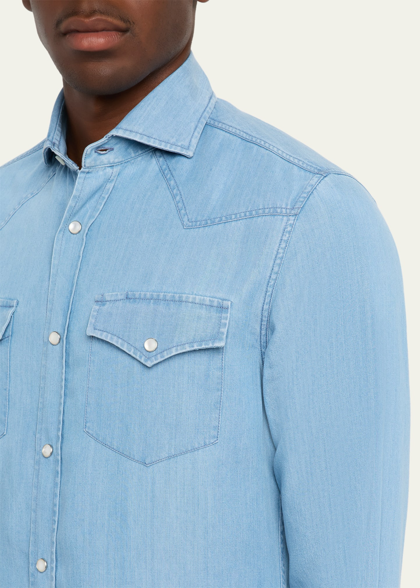 Mens Lightweight Denim Western Shirt - 5