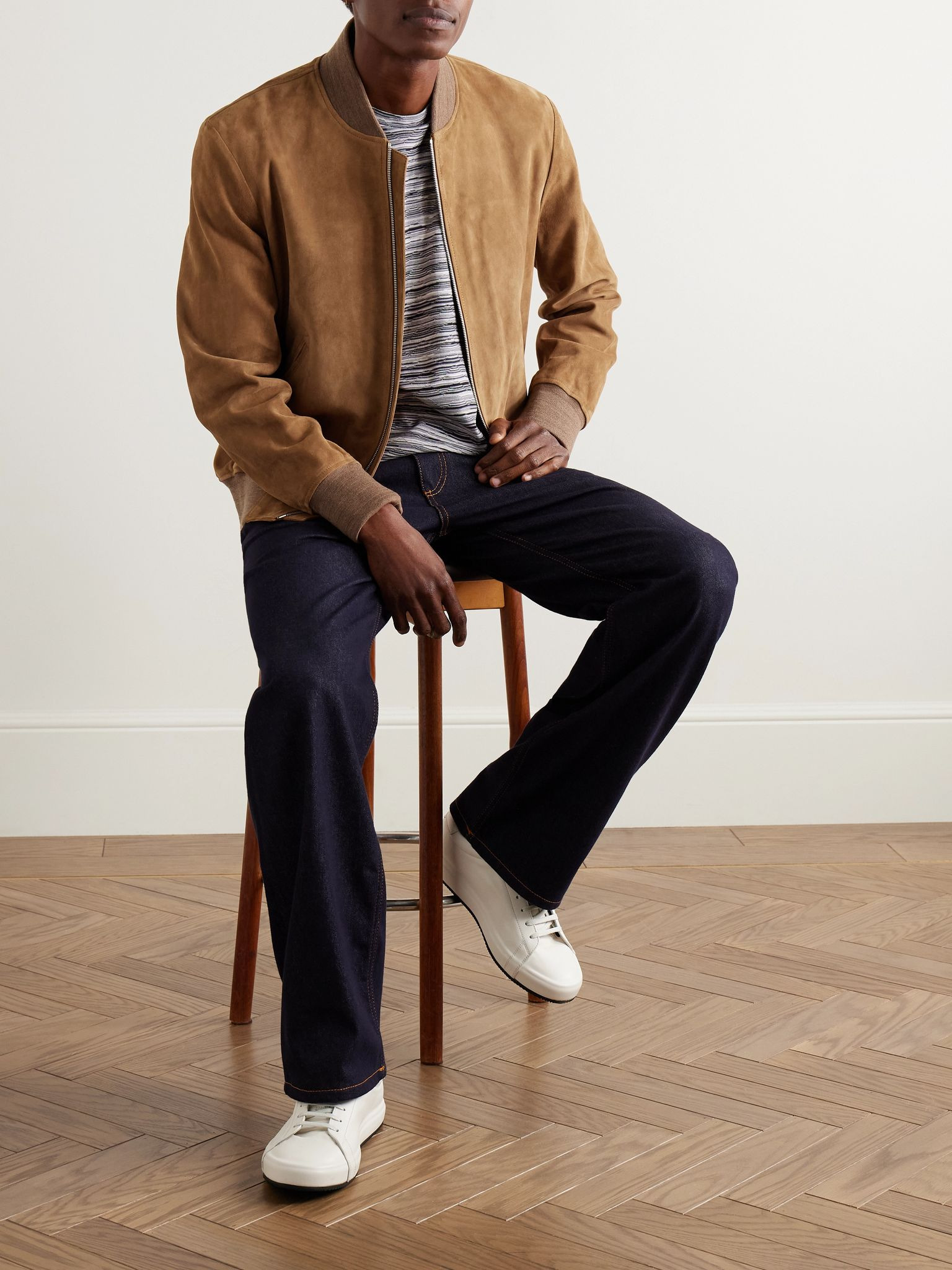 Suede Bomber Jacket Brown - 2