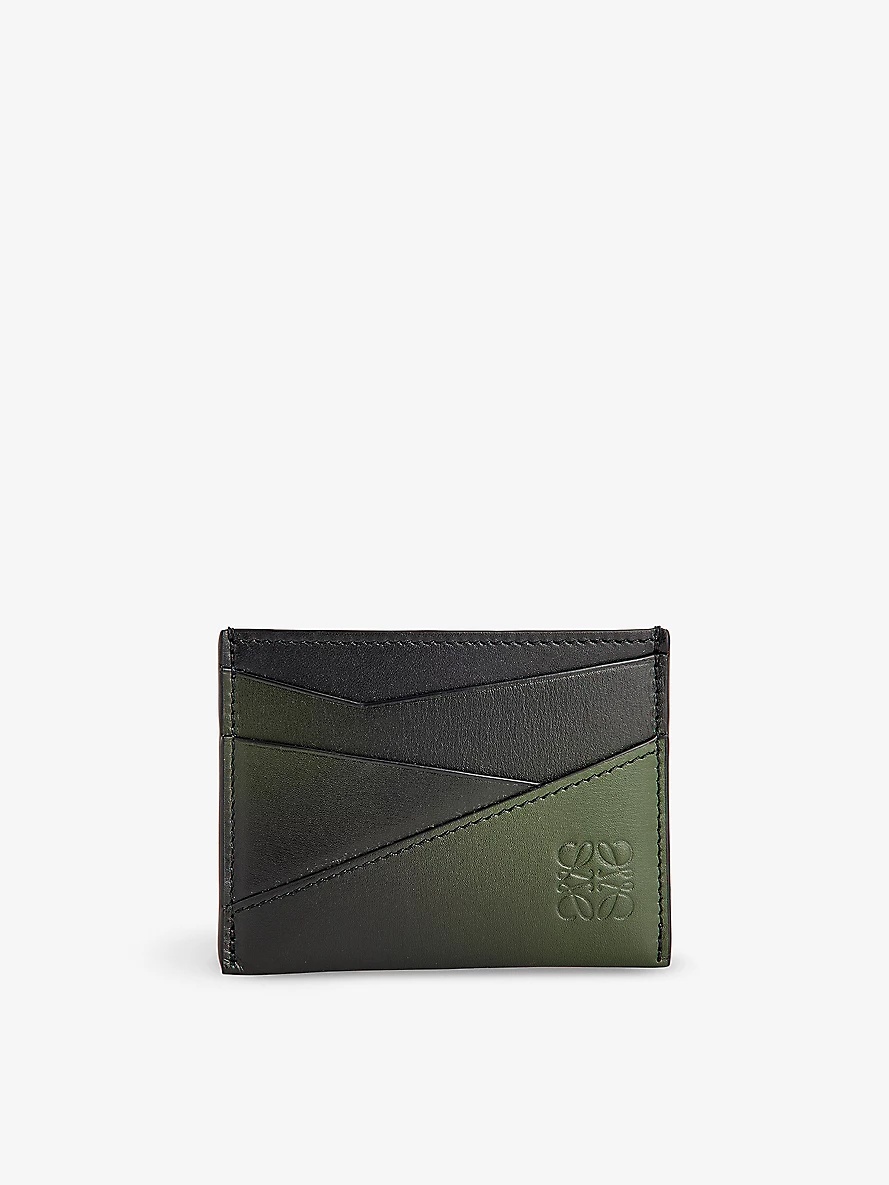 Puzzle Edge brand-debossed leather card holder - 1