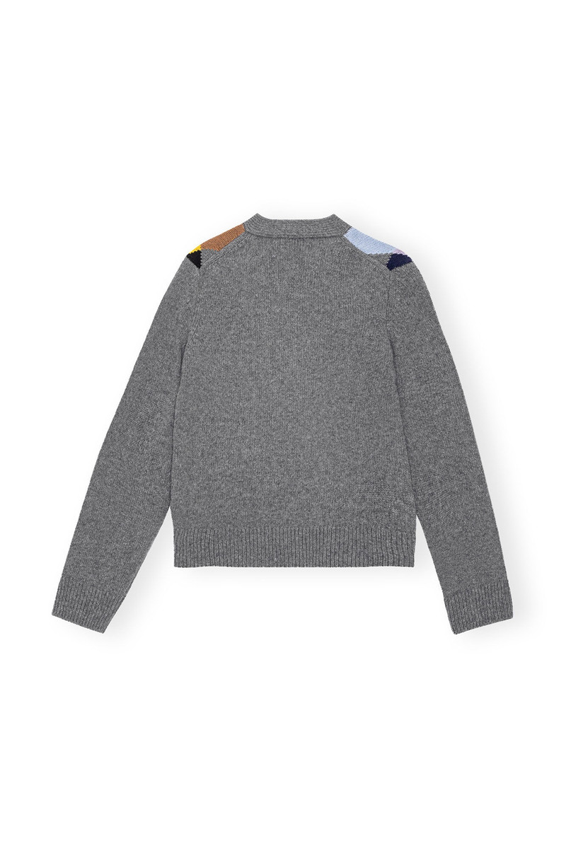 GANNI HARLEQUIN WOOL MIX KNIT CARDIGAN outlook