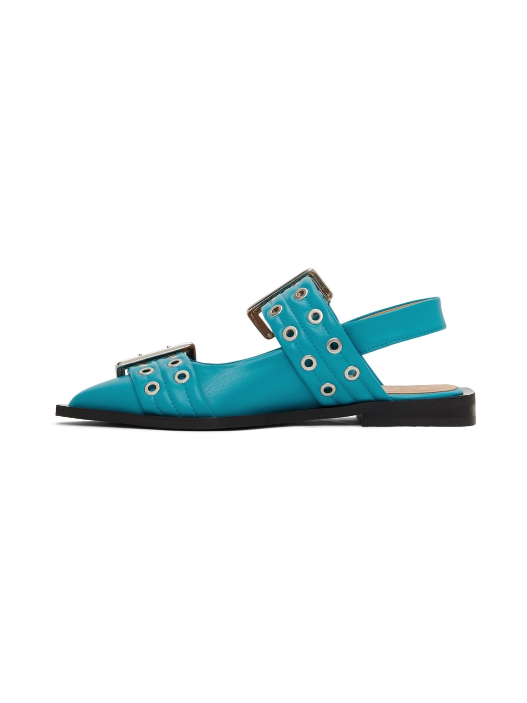 Blue Feminine Buckle Ballerina Flats - 3
