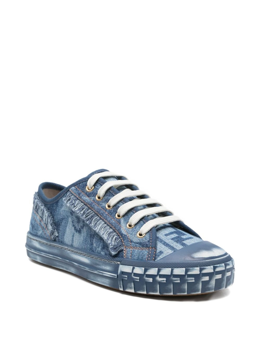 frayed-denim trainers - 2