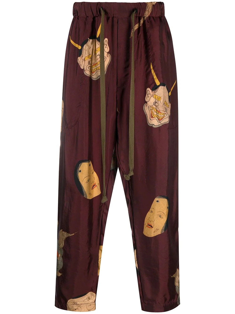 printed tied-waist trousers - 1