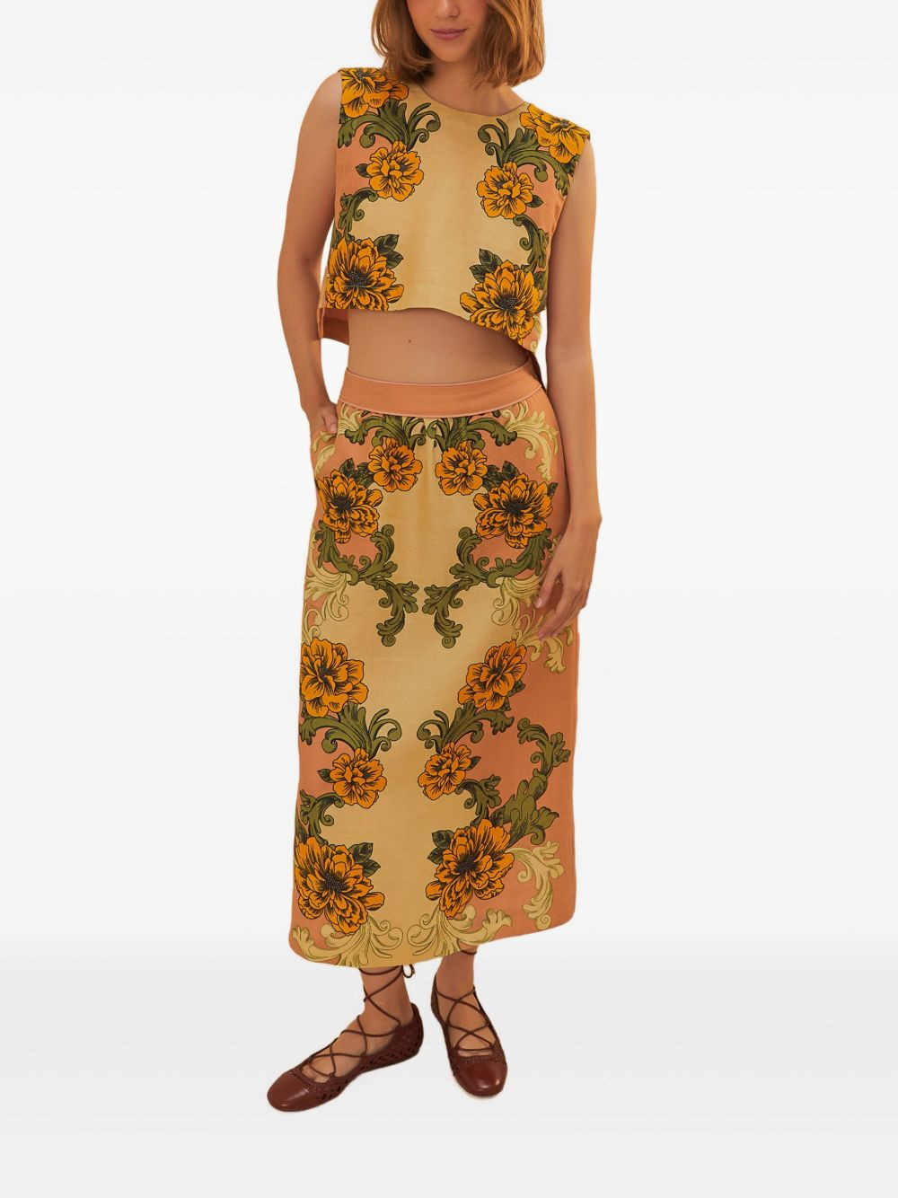 floral-print midi skirt - 2